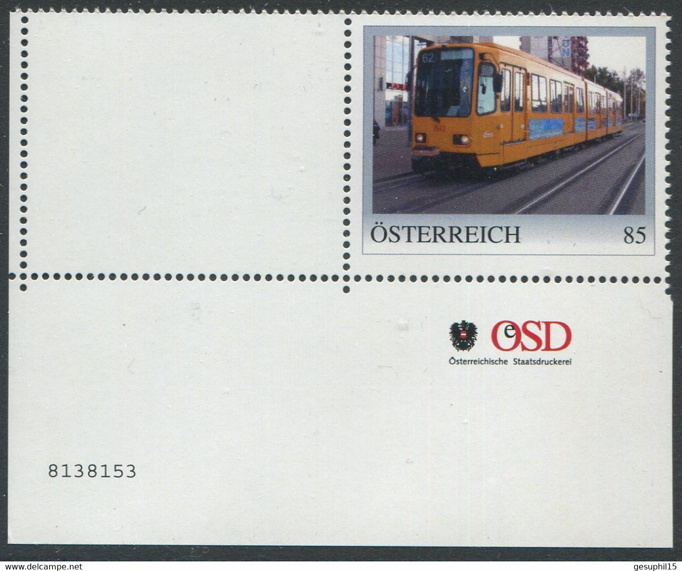 ÖSTERREICH / 8138153 / Straßenbahn Budapest / Eckrandstück Mit Nummer / Postfrisch / ** / MNH - Personnalized Stamps