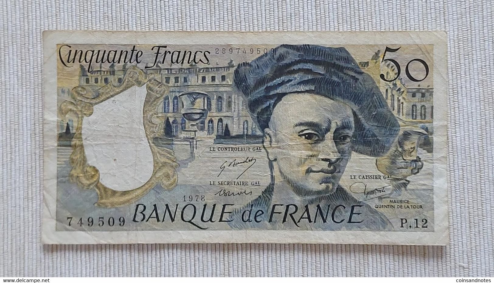 France 1978 - 50 Francs ‘Quentin De La Tour’- No P.12 749509 - P# 152a - VF - 50 F 1976-1992 ''Quentin De La Tour''