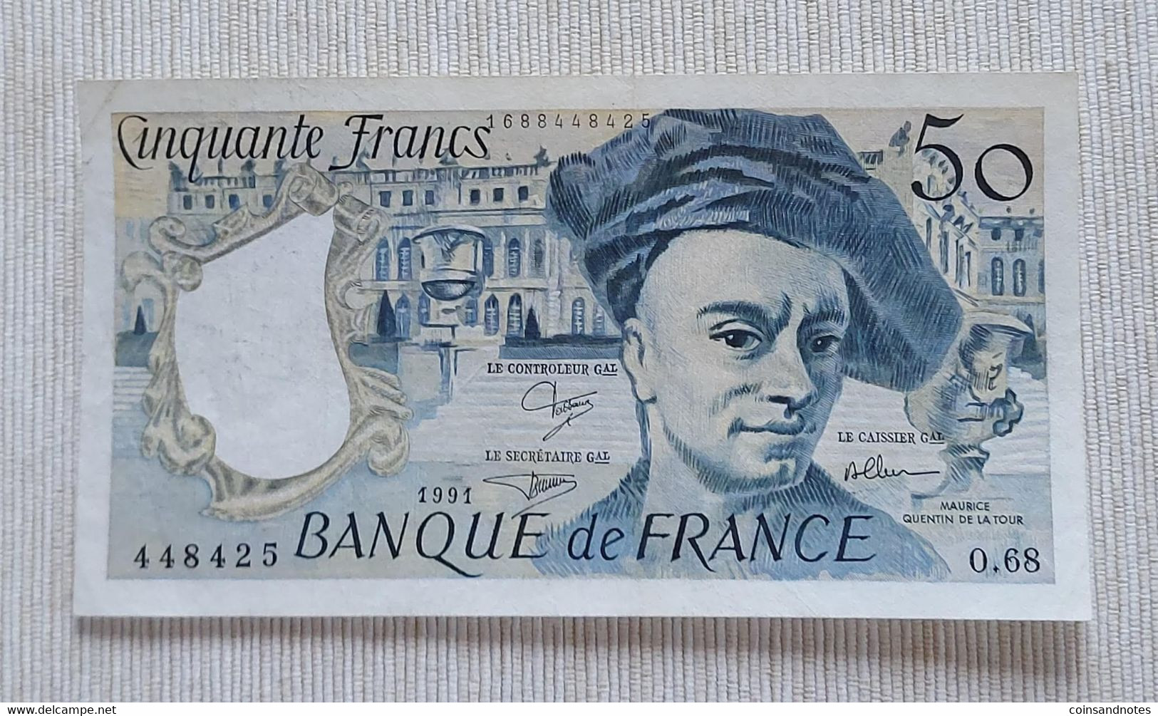 France 1991 - 50 Francs ‘Quentin De La Tour’- No O.68 448425 - P# 152e - UNC - 50 F 1976-1992 ''Quentin De La Tour''