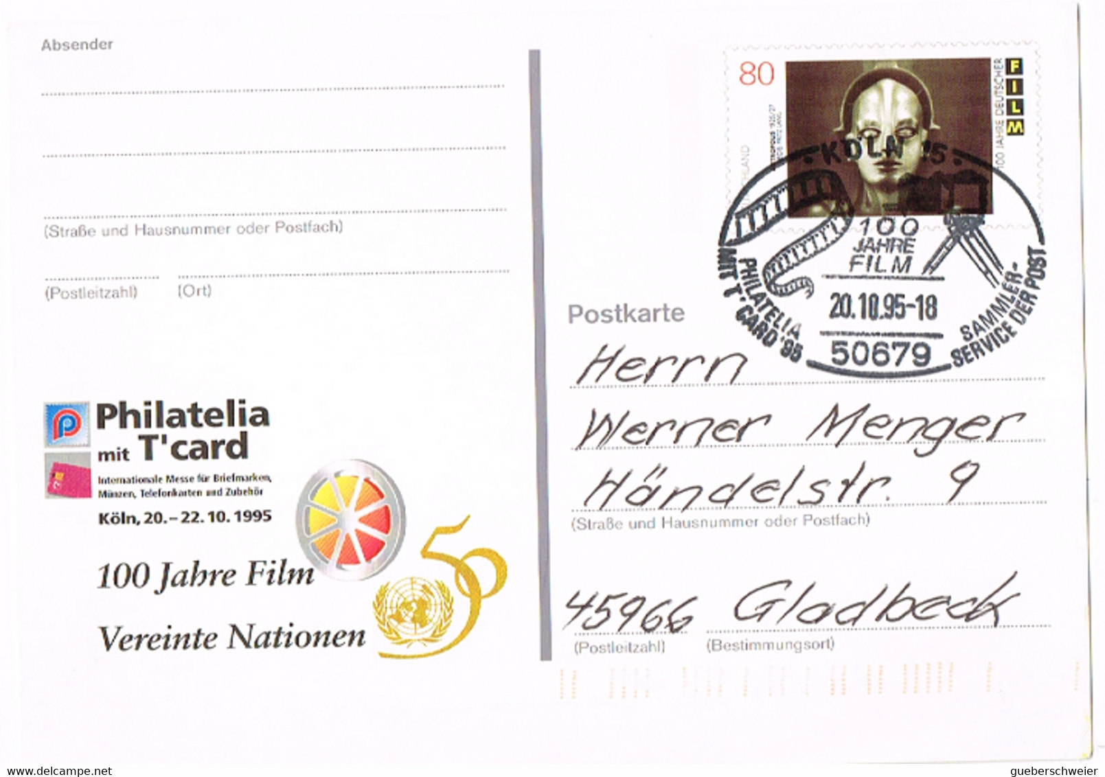 L-ALL-252 - ALLEMAGNE Entier Postal Illustré Centenaire Du Film Obl. Ill. De Cologne - Privé Postkaarten - Ongebruikt