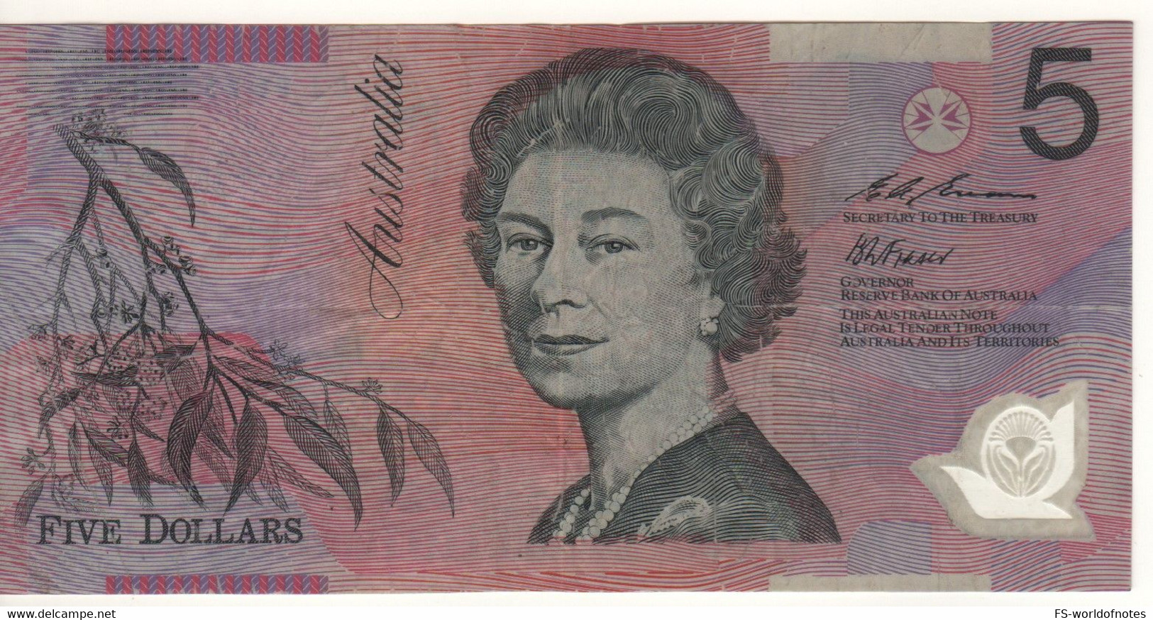 AUSTRALIA  $ 5   P51a  POLIMER. 1995.  Queen Elizabeth II  + Old & New Parliament Houses At Back - 2005-... (kunststoffgeldscheine)