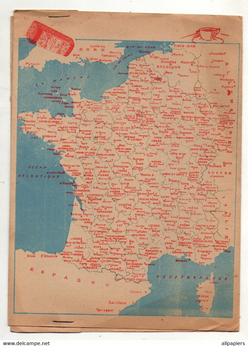 Protège-Cahiers Chicorée Williot Avec Carte De France En Dernière Page - Format : 24.5x18 Cm - Protège-cahiers