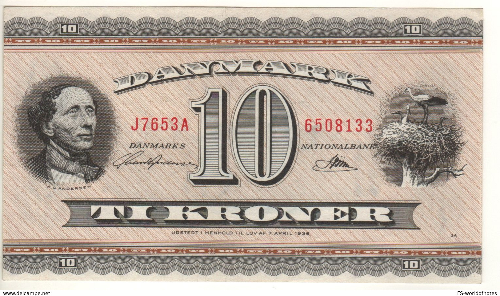 DENMARK  1 Krone  P44y   1965    serie J  (  Hans Christian Andersen + Wndmill At Back ) - Danemark