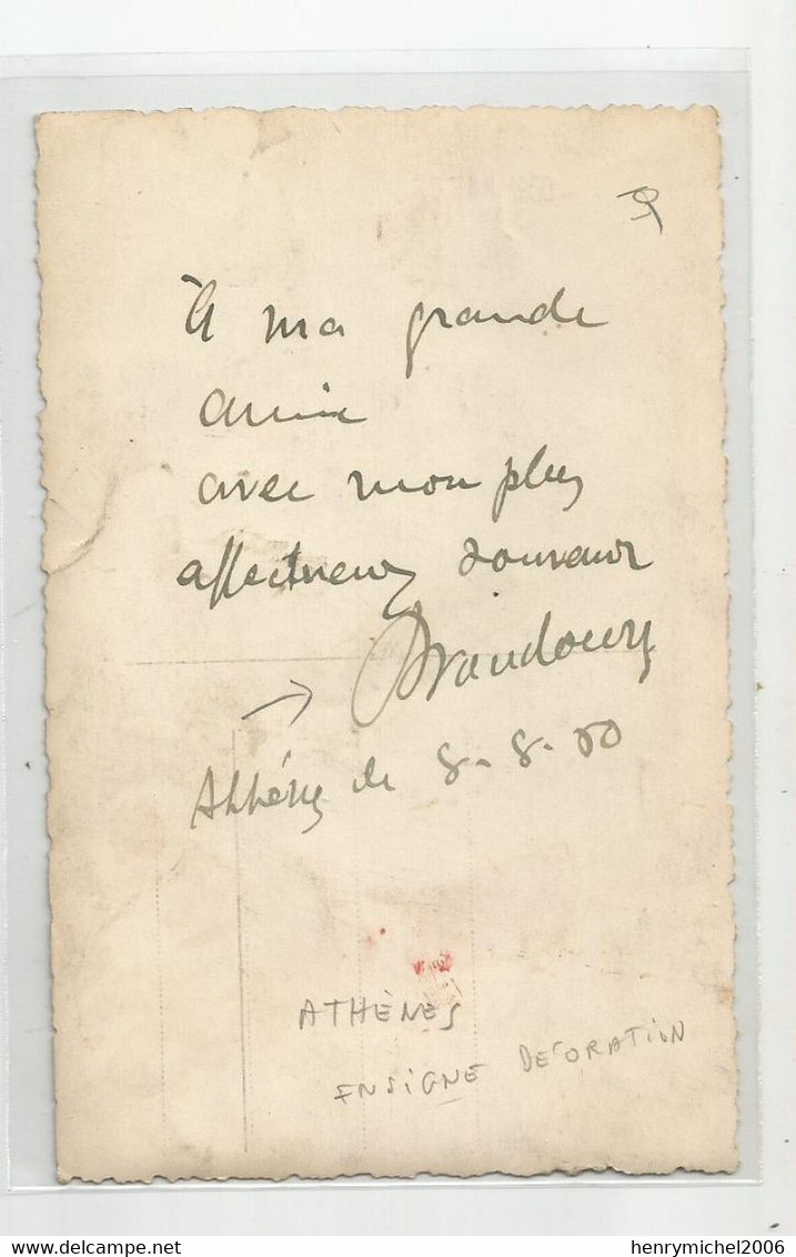 Carte Photo  Grèce Greece Homme Nommé Signé Autographe  D'athen Athenes Avec Insigne Décoration - Griechenland