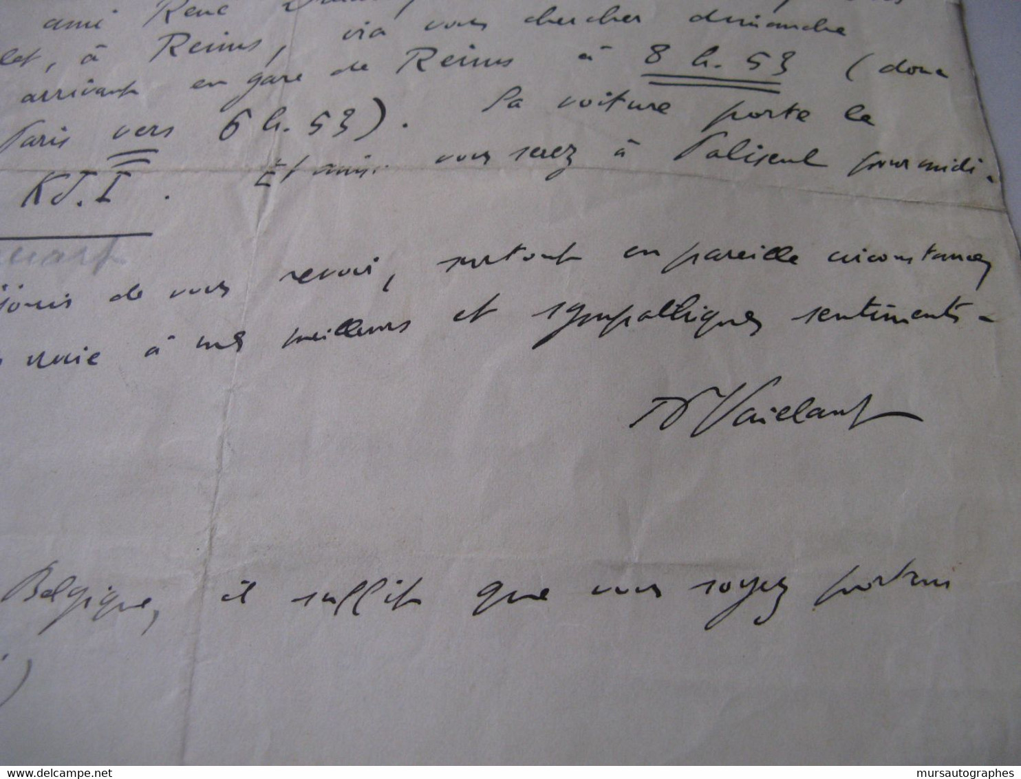 LETTRE AUTOGRAPHE SIGNEE DE JEAN-PAUL VAILLANT 1932 ESSAYISTE SPECIALISTE ARTHUR RIMBAUD CHARLEVILLE - Andere & Zonder Classificatie