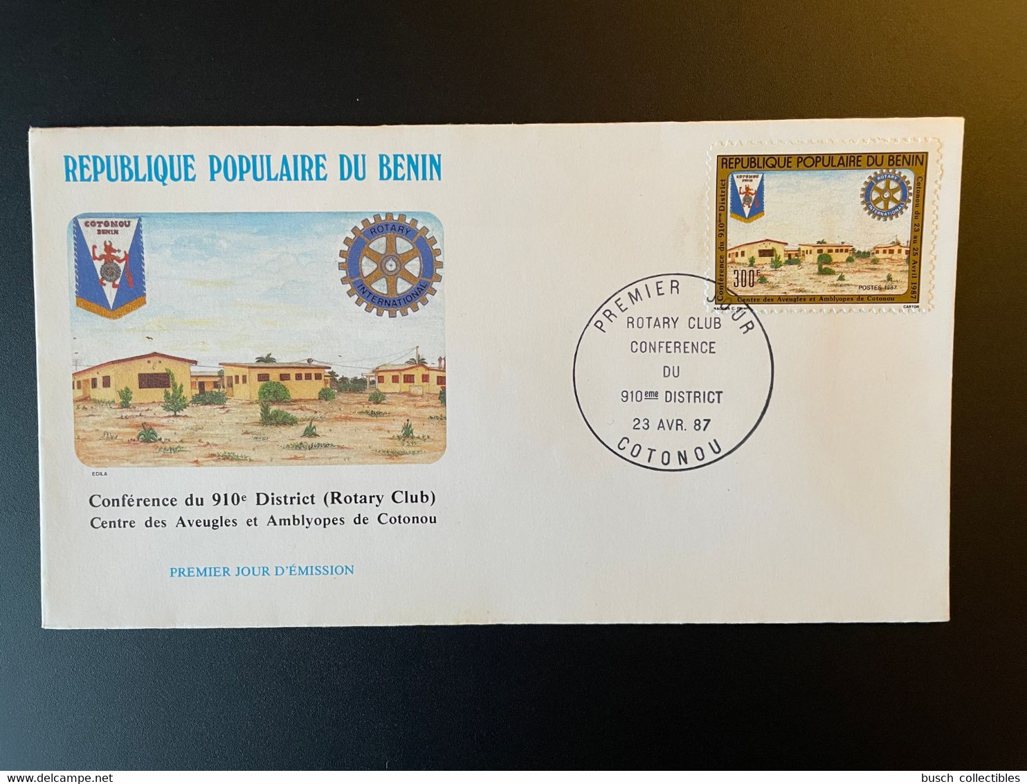 Bénin 1987 Mi. 453 FDC 1er Jour Cover Conférence 910e District Rotary Club Cotonou Aveugles - Rotary Club