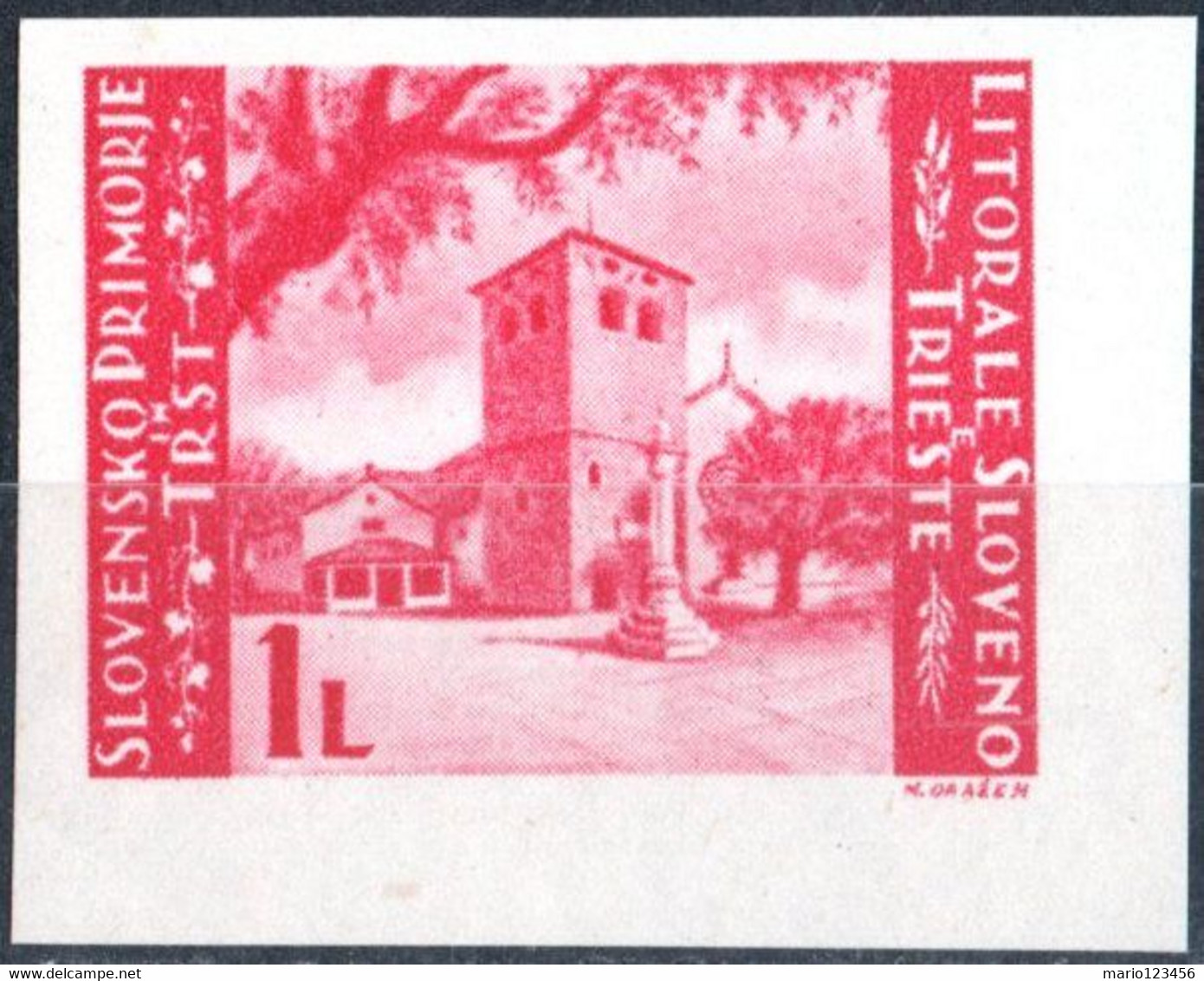 ITALIA, ITALY, ISTRIA E LITORALE SLOVENO, 1946, EMISSIONE PER TRIESTE, 1 L., NUOVO (MNH**), NON EMESSO Michel YU-IS IV - Occup. Iugoslava: Litorale Sloveno