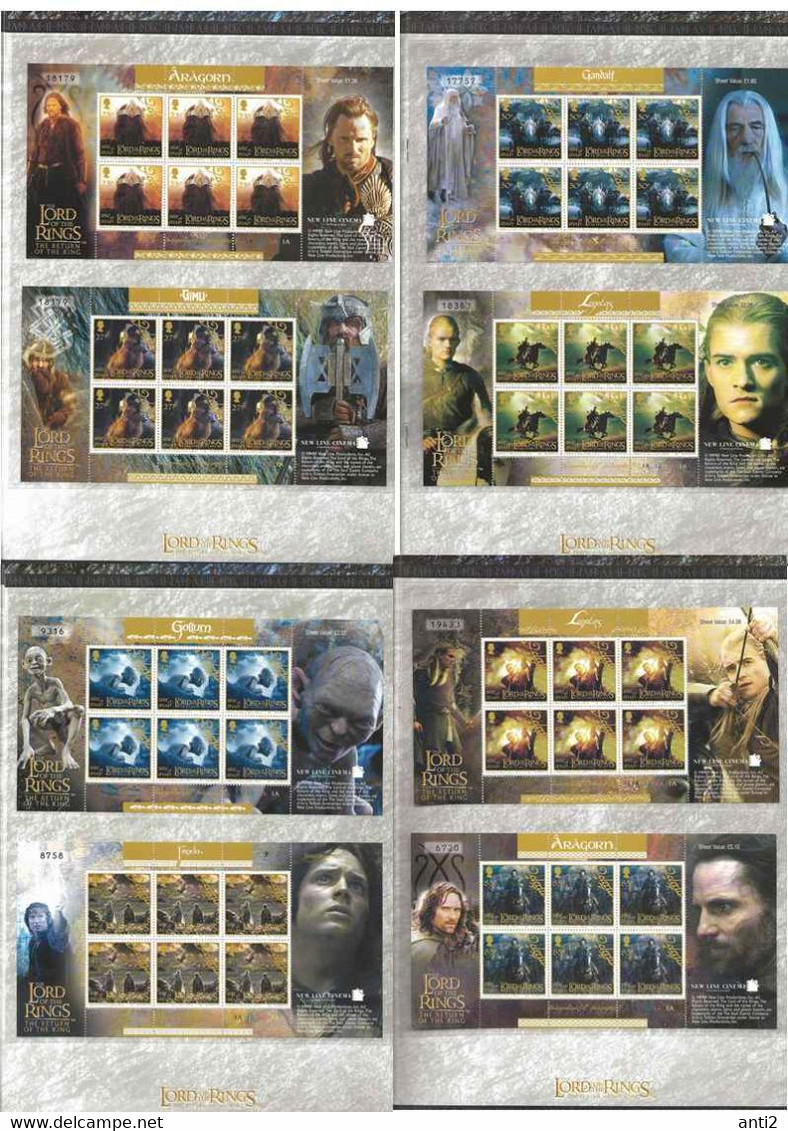 Isle Of Man 2003 Lord Of The Rings  In Folder With 8 Minisheets And Bloc, Mi 1099- 1106 + Bloc 49  MNH(**) - Isle Of Man