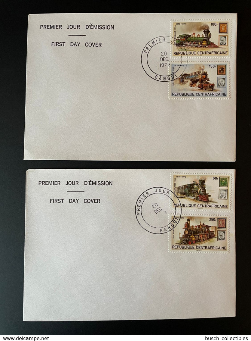 Centrafricaine 1979 Mi. 648 - 652 FDC 1er Jour Cover Sir Rowland Hill Trains Railways Eisenbahn Stamp On Stamp - Trains