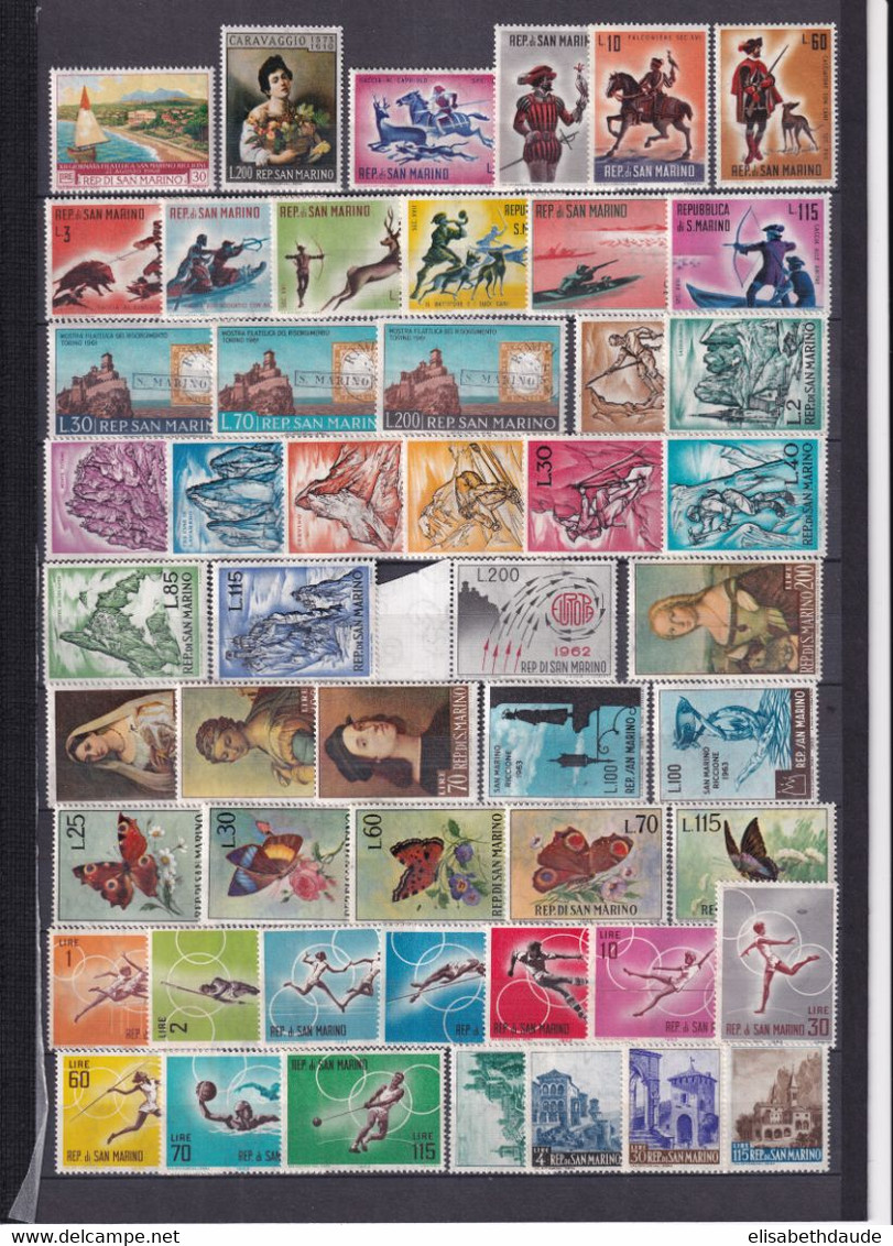 SAN MARINO - 1960/1963 - PETITE COLLECTION ** MNH (SOUVENT TRACES STOKAGE SUR GOMME) - COTE YVERT = 35.5 EUR - Collections, Lots & Series