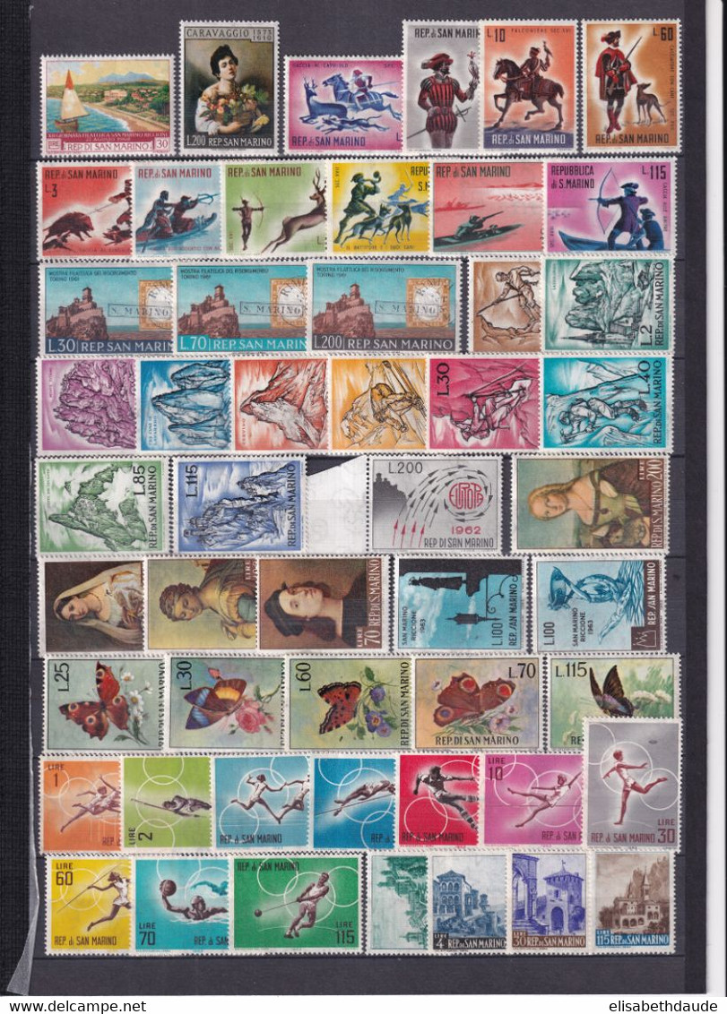 SAN MARINO - 1960/1963 - PETITE COLLECTION ** MNH (SOUVENT TRACES STOKAGE SUR GOMME) - COTE YVERT = 35.5 EUR - Collezioni & Lotti