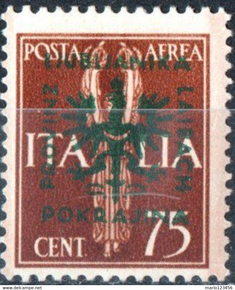 ITALIA, ITALY, LUBIANA, OCCUPAZIONE TEDESCA, POSTA AEREA, AIRMAIL, 1944, 75 C, NUOVO (MLH*) Mi:DE-LA 23,Scott:YU-LU NC13 - Deutsche Bes.: Lubiana