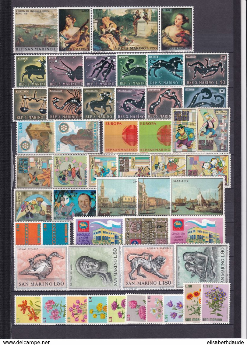 SAN MARINO - ANNEES COMPLETES 1970 + 1971 ** MNH (QUELQUES TRACES STOKAGE SUR GOMME) - - Komplette Jahrgänge