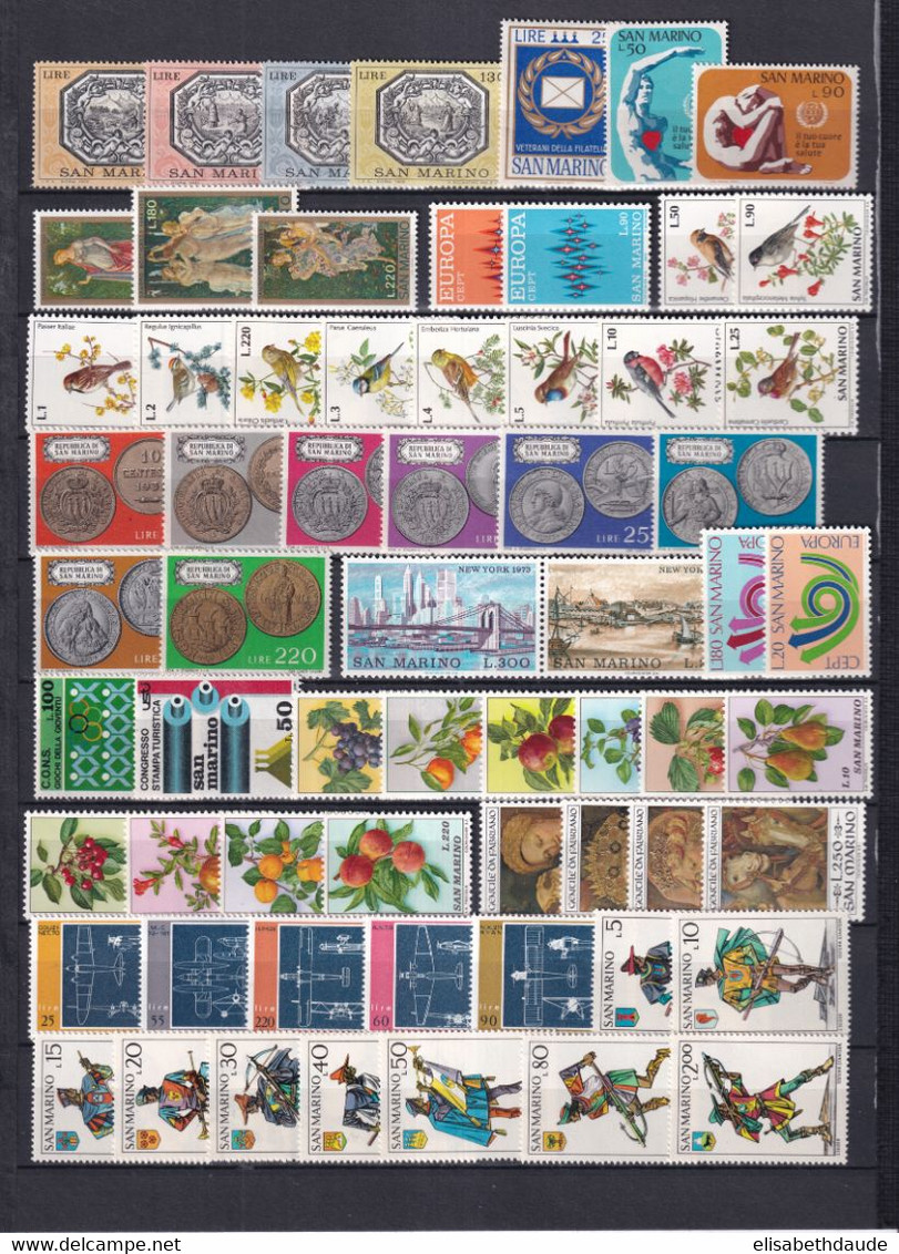 SAN MARINO - ANNEES COMPLETES 1972 + 1973 ** MNH (QUELQUES TRACES STOKAGE SUR GOMME) - - Années Complètes