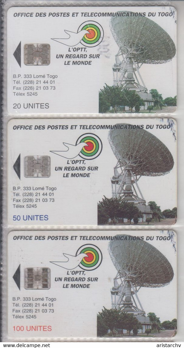 TOGO 1995 EARTH STATION FULL SET OF 3 CARDS - Togo