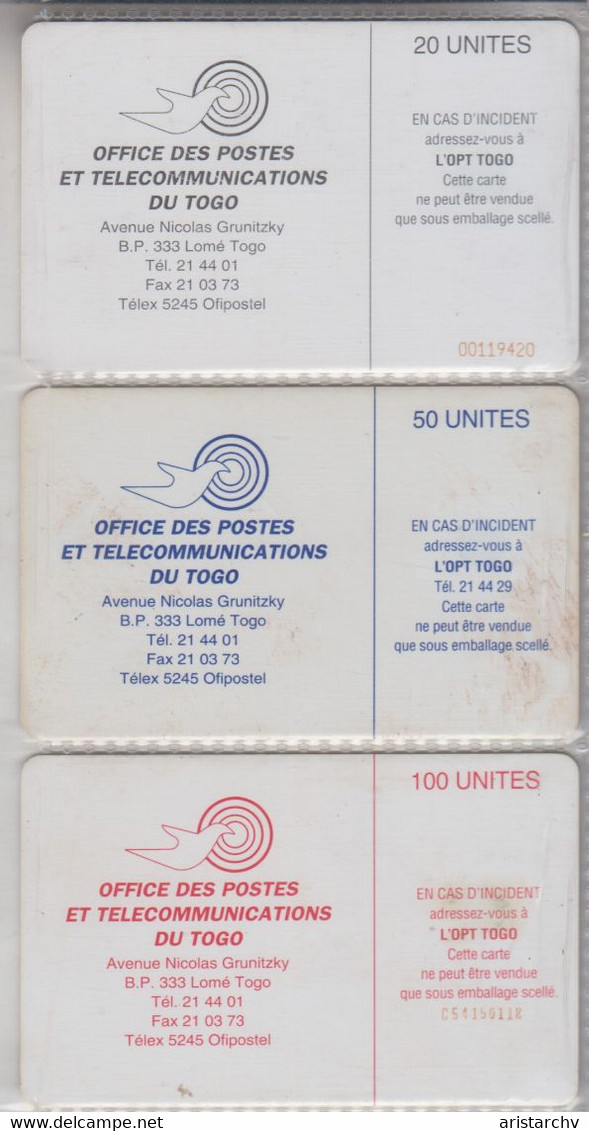 TOGO 1995 EARTH STATION FULL SET OF 3 CARDS - Togo