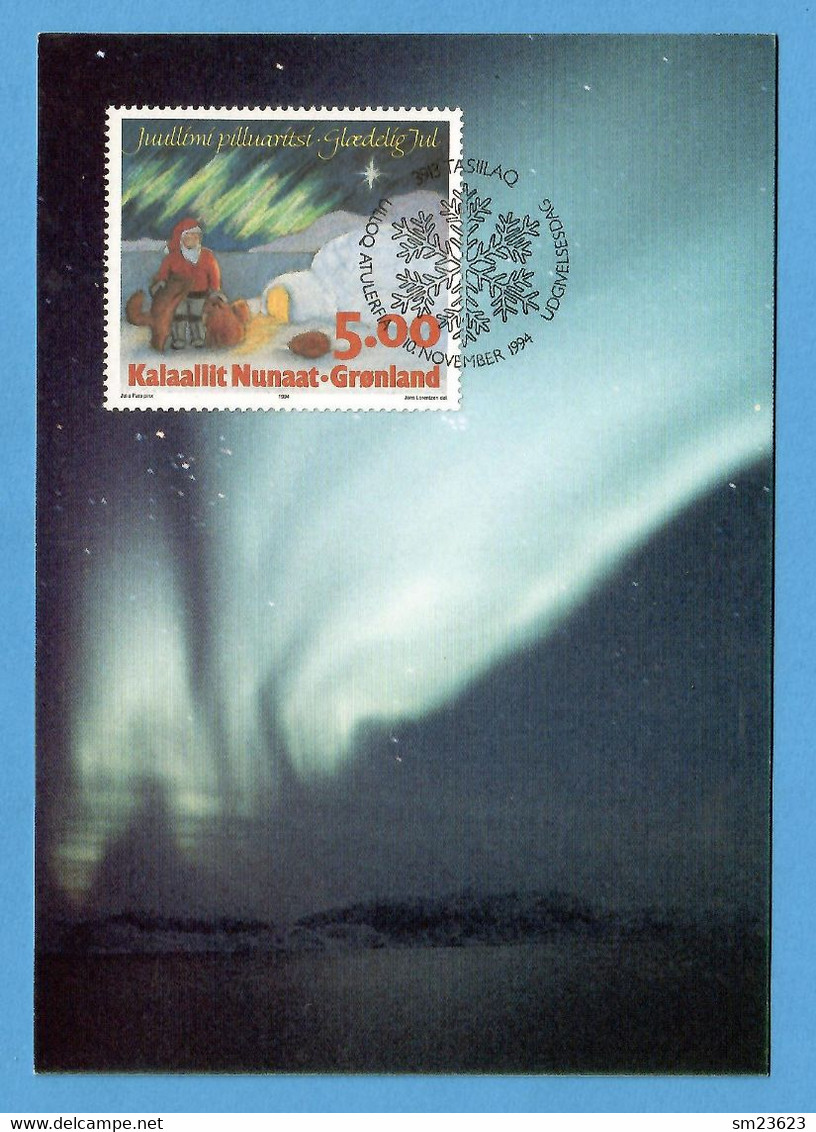 Grönland 1994  Mi.Nr. 255 , Weihnachten - Kalaallit Nunaat - Maximum Card - First Day Tasiilaq 10.November1994 - Maximum Cards