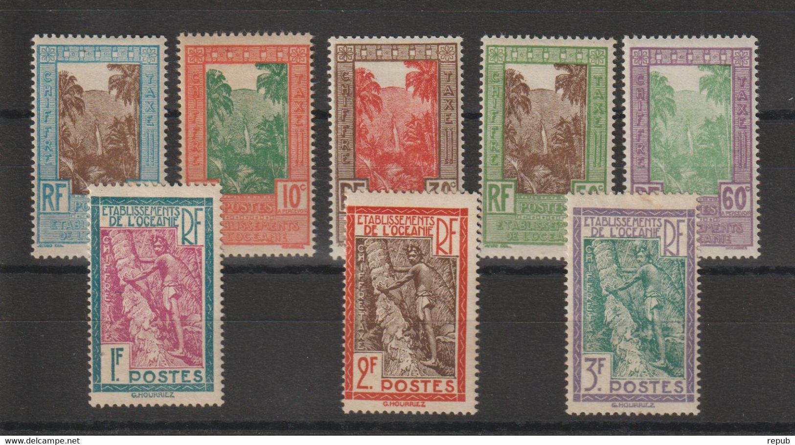 Océanie 1929 Série Taxe 10-17, 8 Val * Charnière MH - Timbres-taxe