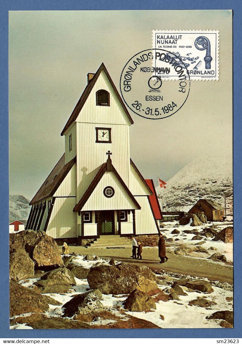 Grönland / Kalaallit Nunaat 1982  Mi.Nr.139 , The Church Nanortalik - Maximum Card - Grönlands Postkontor 26.-31.5.1984 - Cartes-Maximum (CM)