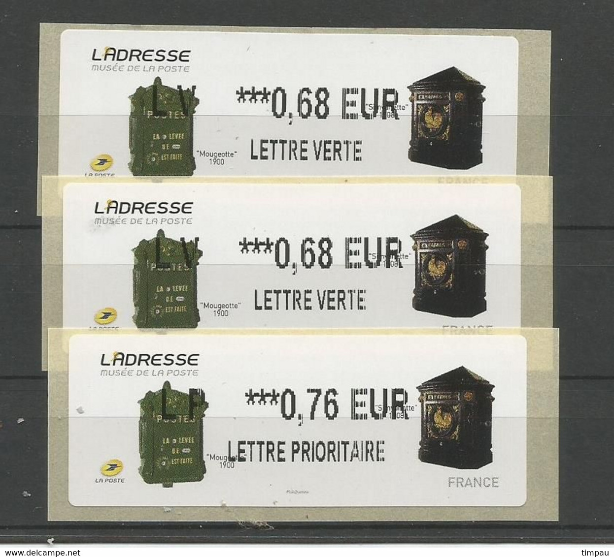 L'ADRESSE , Boites Aux Lettres Anciennes - 1999-2009 Illustrated Franking Labels