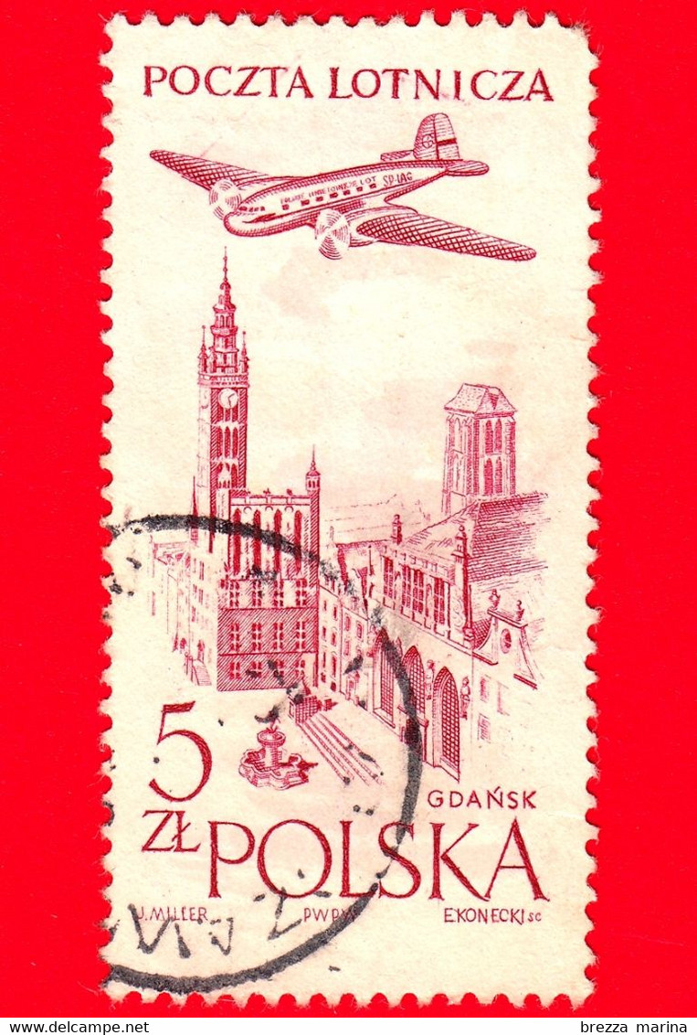 POLONIA - Usato - 1958 - Posta Aerea - Municipio Di Danzica - Gdansk - 5 - Gebruikt