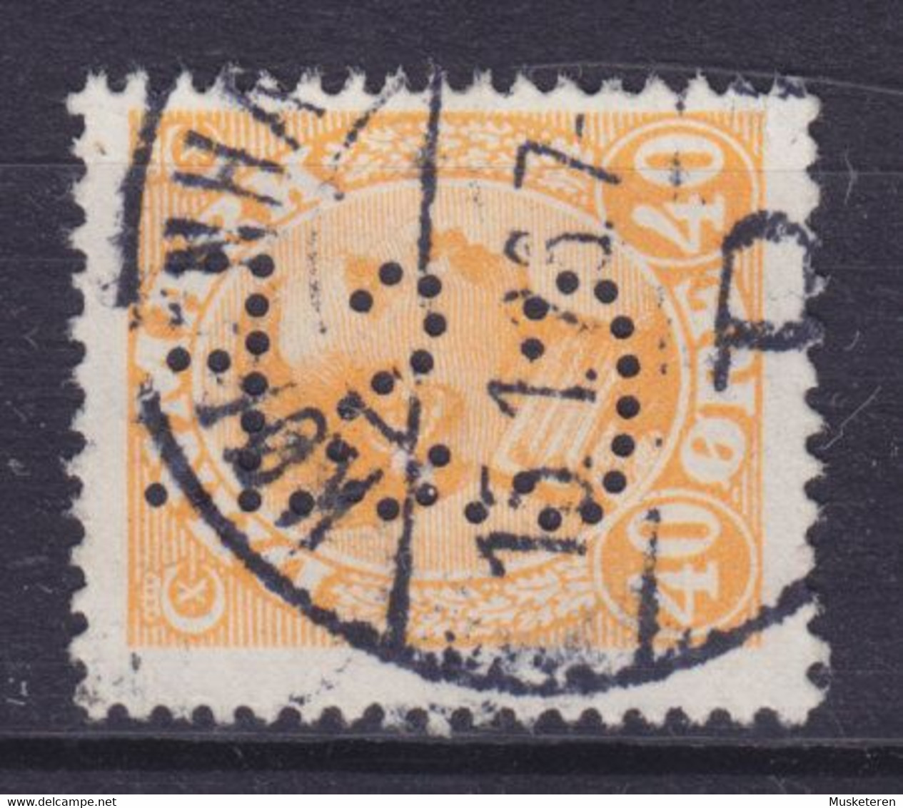 Denmark Perfin Perforé Lochung (C57) 'C.S.F.' C. Schous Fabriker 1925 Mi. 149, 40 Øre Chr. X. KØBENHAVN Cds. - Abarten Und Kuriositäten