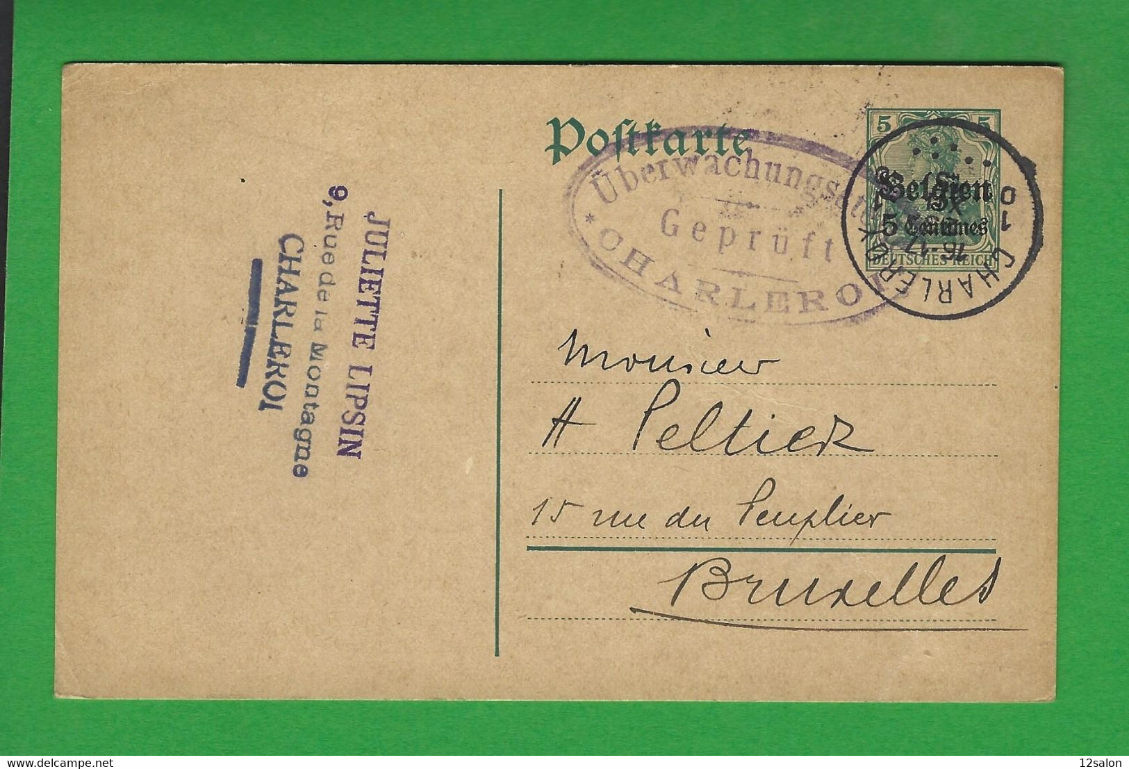 ENTIERS POSTAUX ALLEMAGNE OCCUPATION BELGIQUE - Lettres & Documents