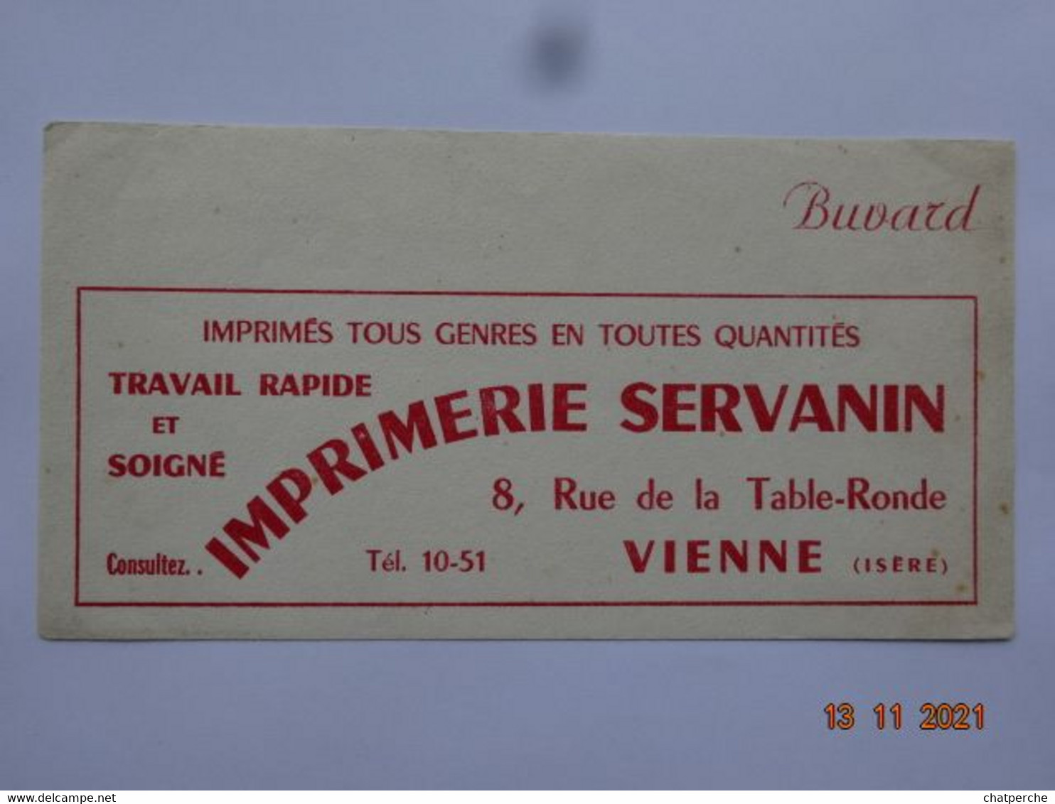 BUVARD BLOTTING PAPER PAPETERIE IMPRIMERIE SERVANIN VIENNE 38 ISÈRE - Papeterie