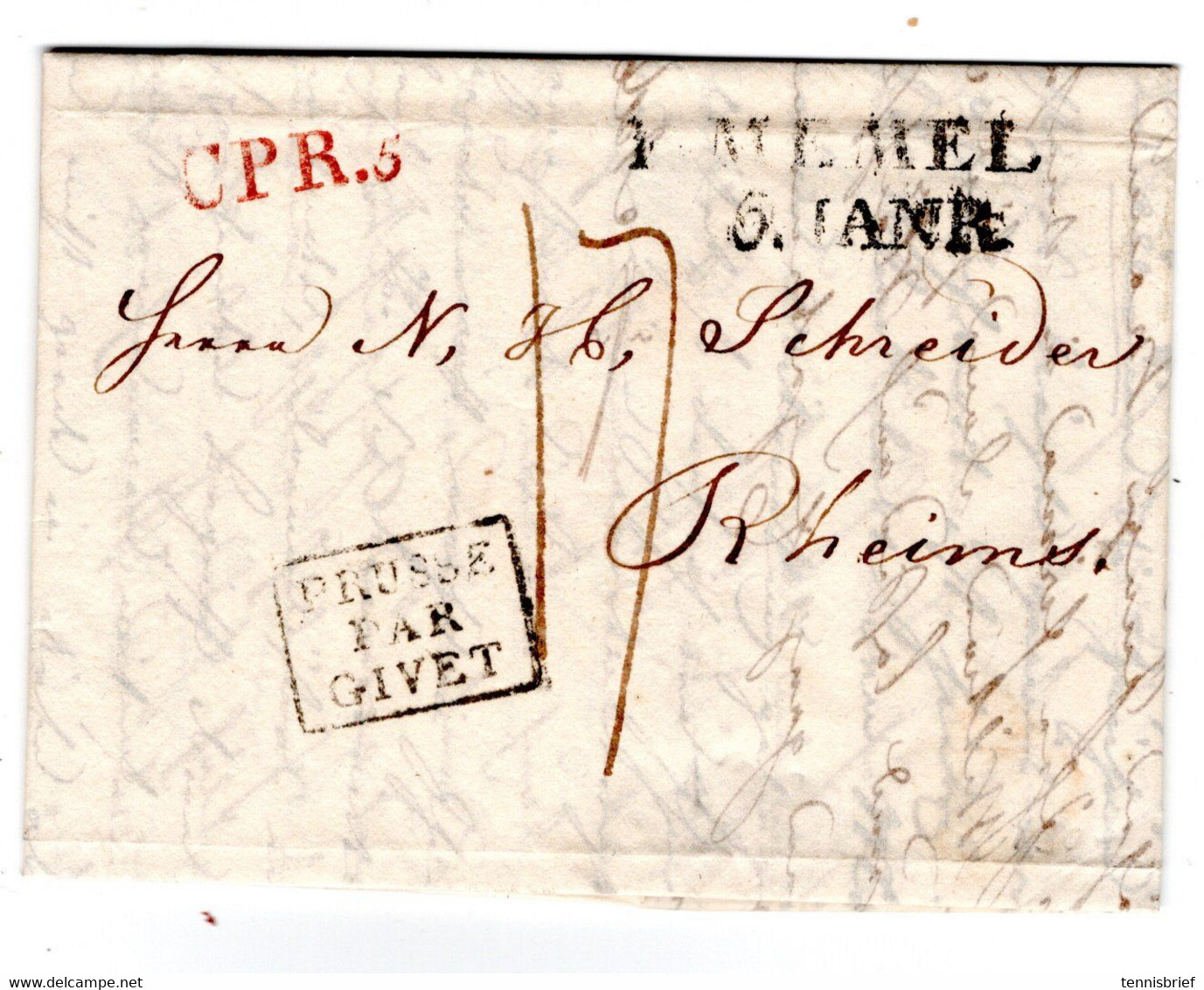 1824 , "P. MEMEL " Klarer L2 , Kpl- Brief ,inhalt Riga Nach  Rheims  #1180 - Briefe U. Dokumente