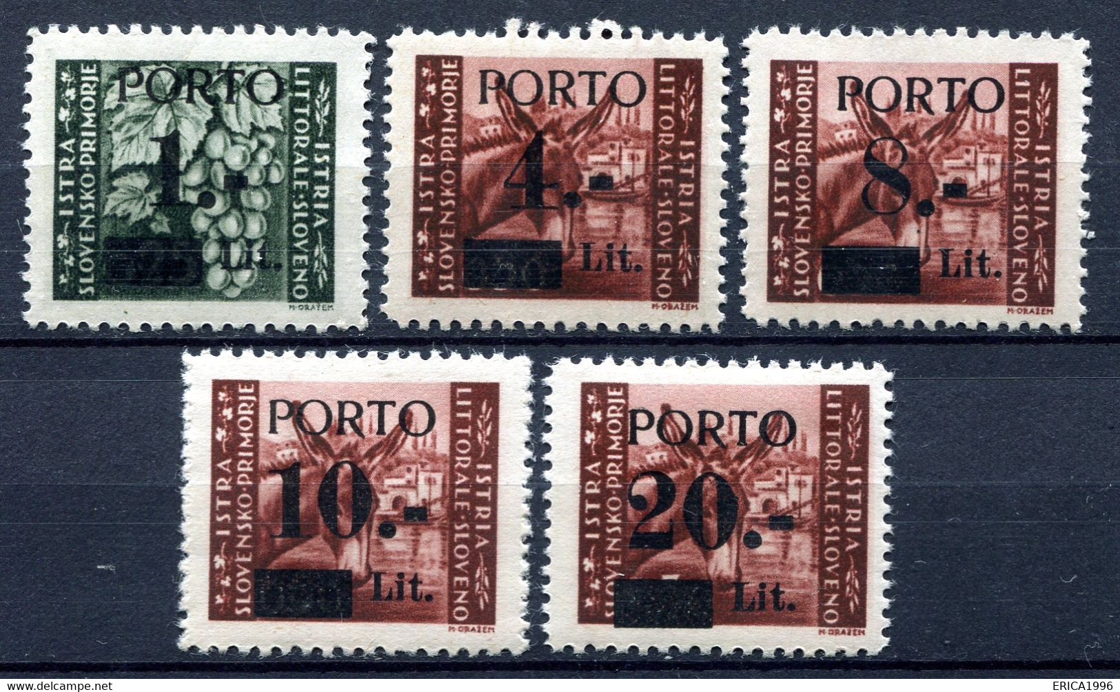 Z2802 ITALIA OCCUPAZIONI LITORALE SLOVENO 1945 Segnatasse, Sassone 1-5, MNH**, Serie Completa, Valore Catalogo € 280, Ot - Yugoslavian Occ.: Slovenian Shore