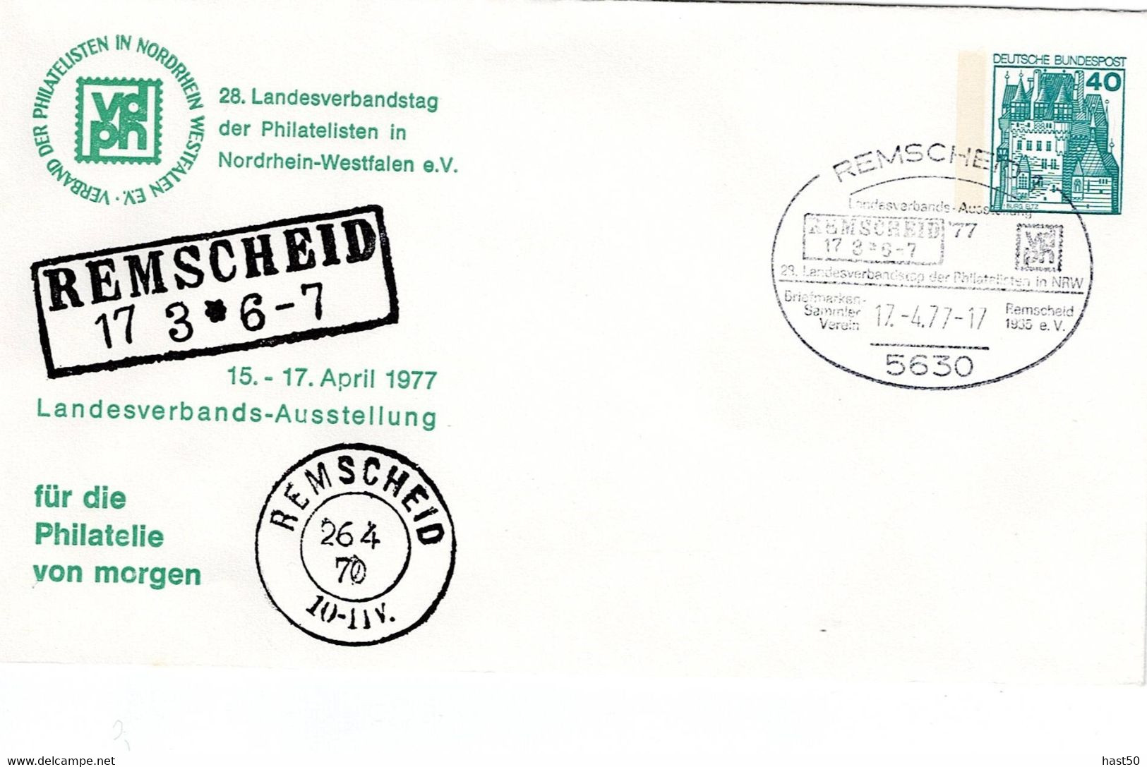 BRD FGR RFA - 28. Landesverbandstag Der Philatelisten NRM  (MiNr: PU 110 D2/026) 1977 - Umschlag - Private Covers - Used