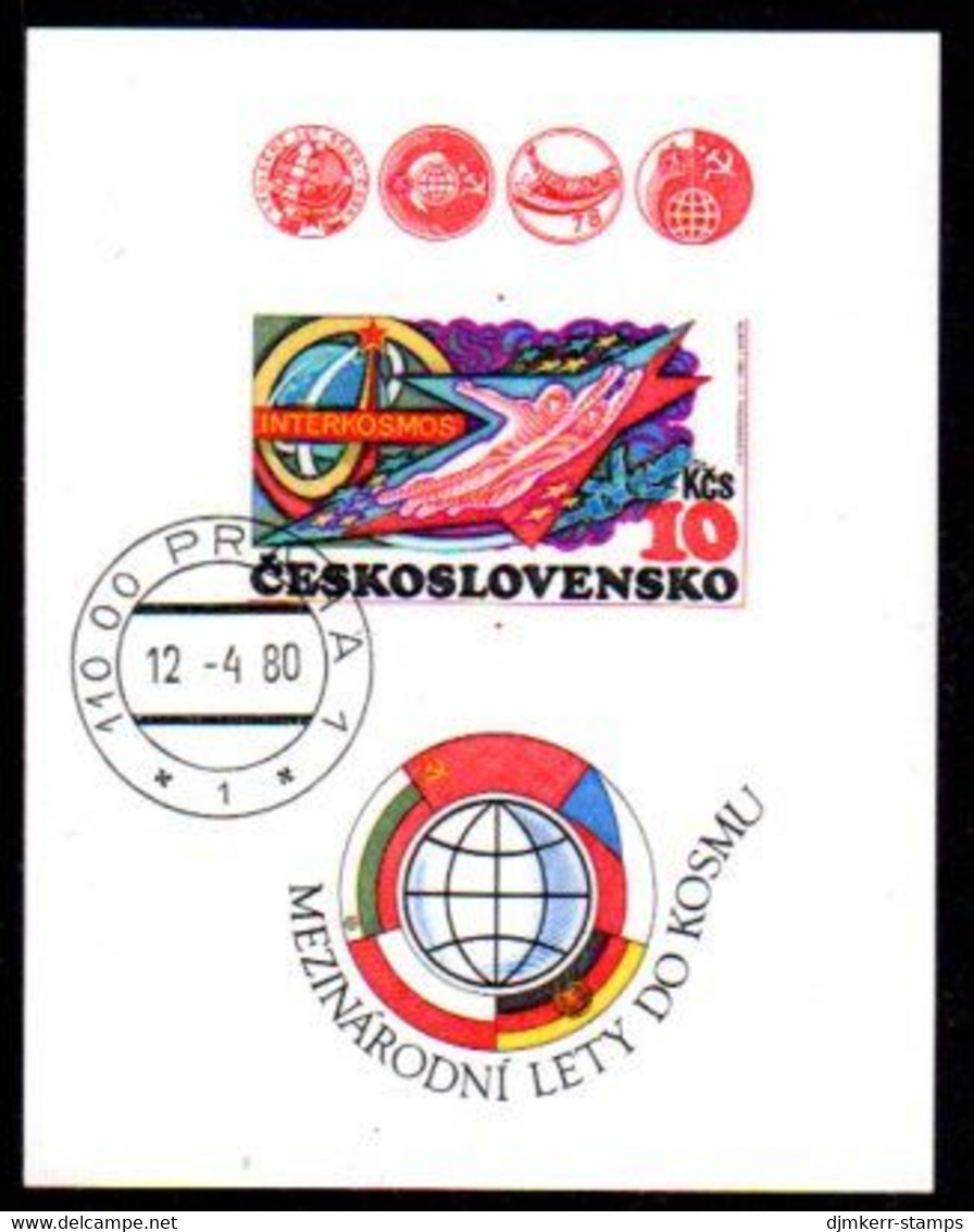 CZECHOSLOVAKIA 1980 Intercosmos Space Programme Imperforate Block Used..  Michel Block 40B - Used Stamps