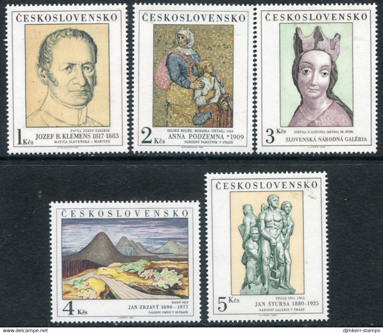 CZECHOSLOVAKIA 1980 National Gallery Paintings MNH / **.  Michel 2590-94 - Neufs