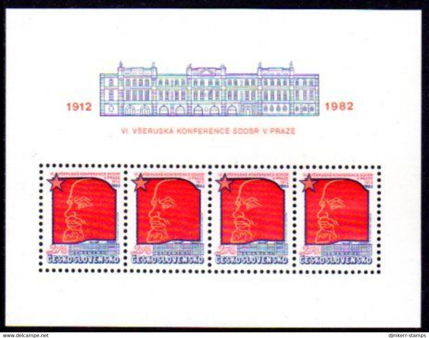 CZECHOSLOVAKIA 1982 Social Democrat Party In Russia Block MNH / **.  Michel Block 46 - Ongebruikt