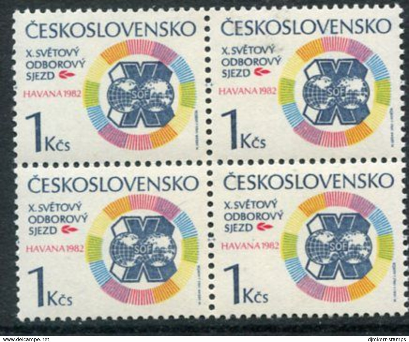 CZECHOSLOVAKIA 1982 World Trades Union Congress Block Of 4 MNH / **.  Michel 2655 - Unused Stamps