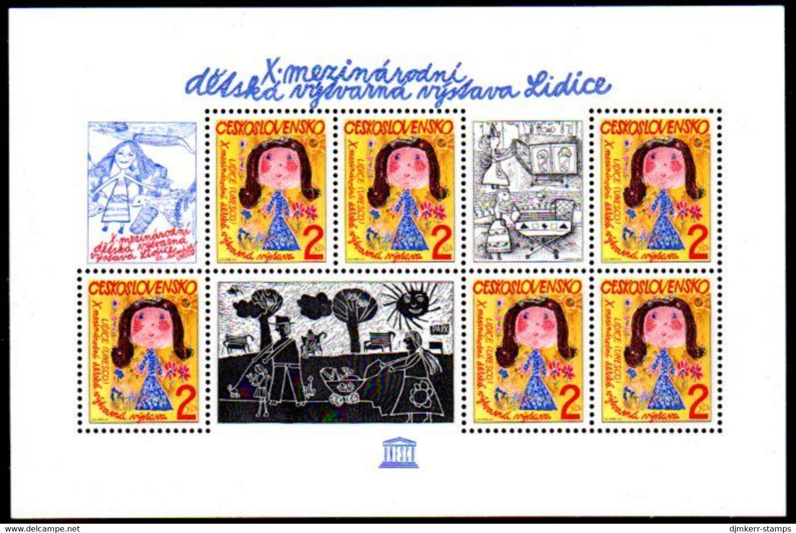 CZECHOSLOVAKIA 1982 UNESCO Children's Art Exhibition Block MNH / **.  Michel Block 47 - Unused Stamps