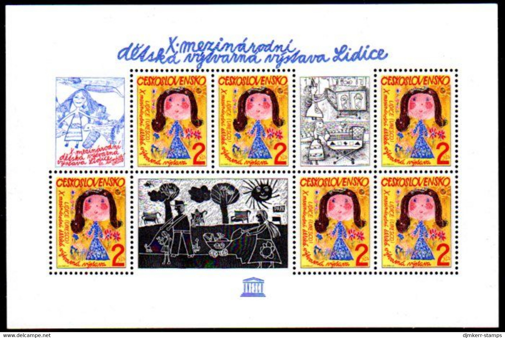 CZECHOSLOVAKIA 1982 UNESCO Children's Art Exhibition Block MNH / **.  Michel Block 47 - Ungebraucht