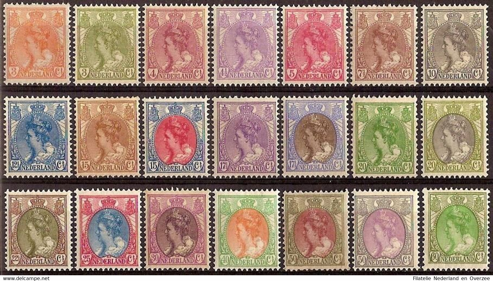 Nederland 1899-1921 NVPH Nr 56/76 Ongebruikt/MH Koningin Wilhelmina - Ongebruikt