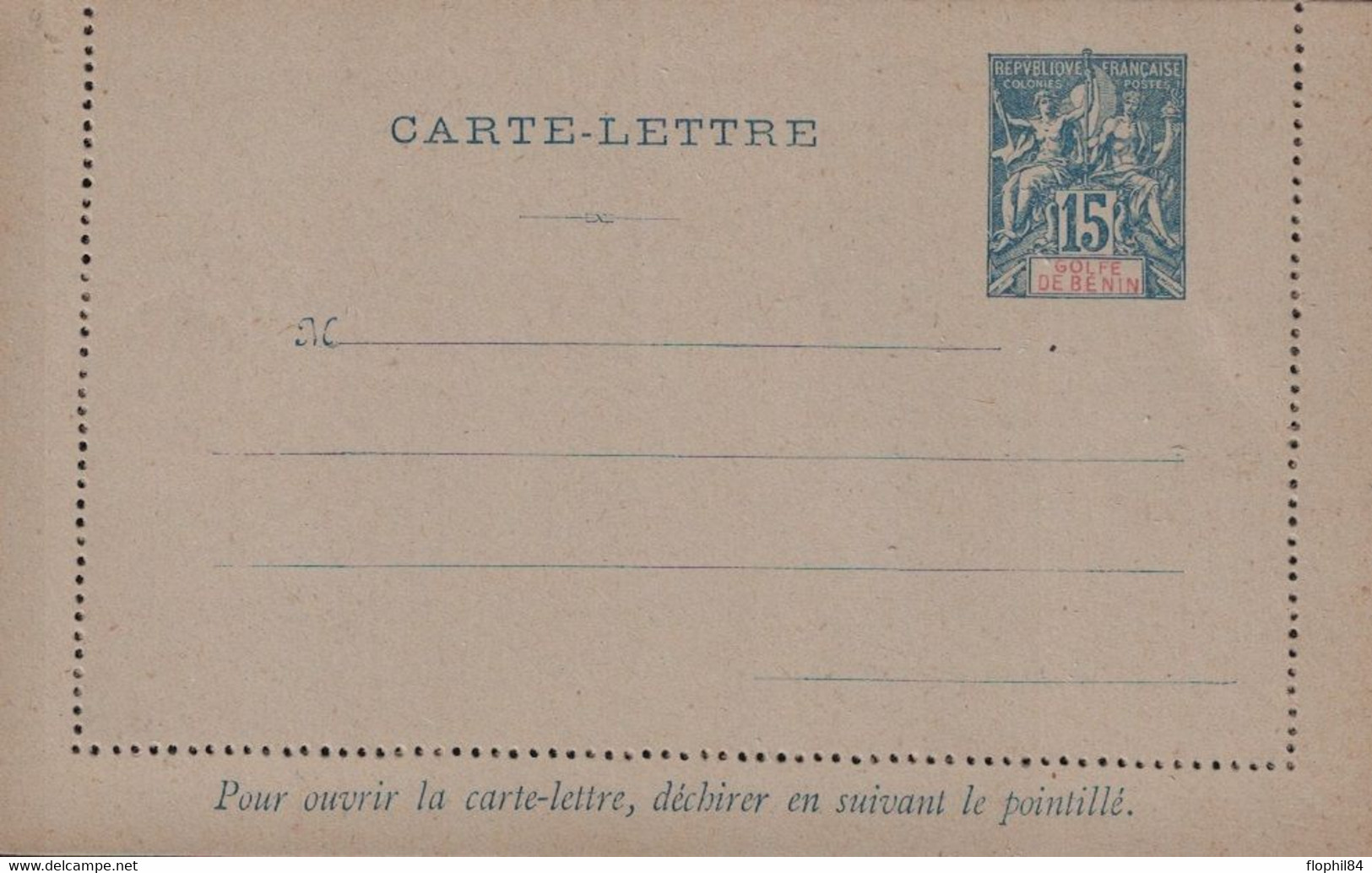 BENIN - ENTIER POSTAL CARTE LETTRE 15c TYPE GROUPE - NEUVE - LEGENDE GOLFE DU BENIN - Covers & Documents