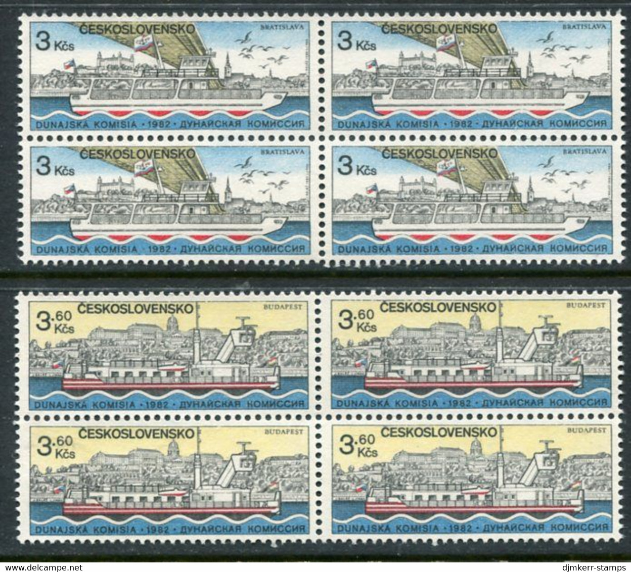 CZECHOSLOVAKIA 1982 Danube Commission Blocks Of 4 MNH / **.  Michel 2679-80 - Unused Stamps