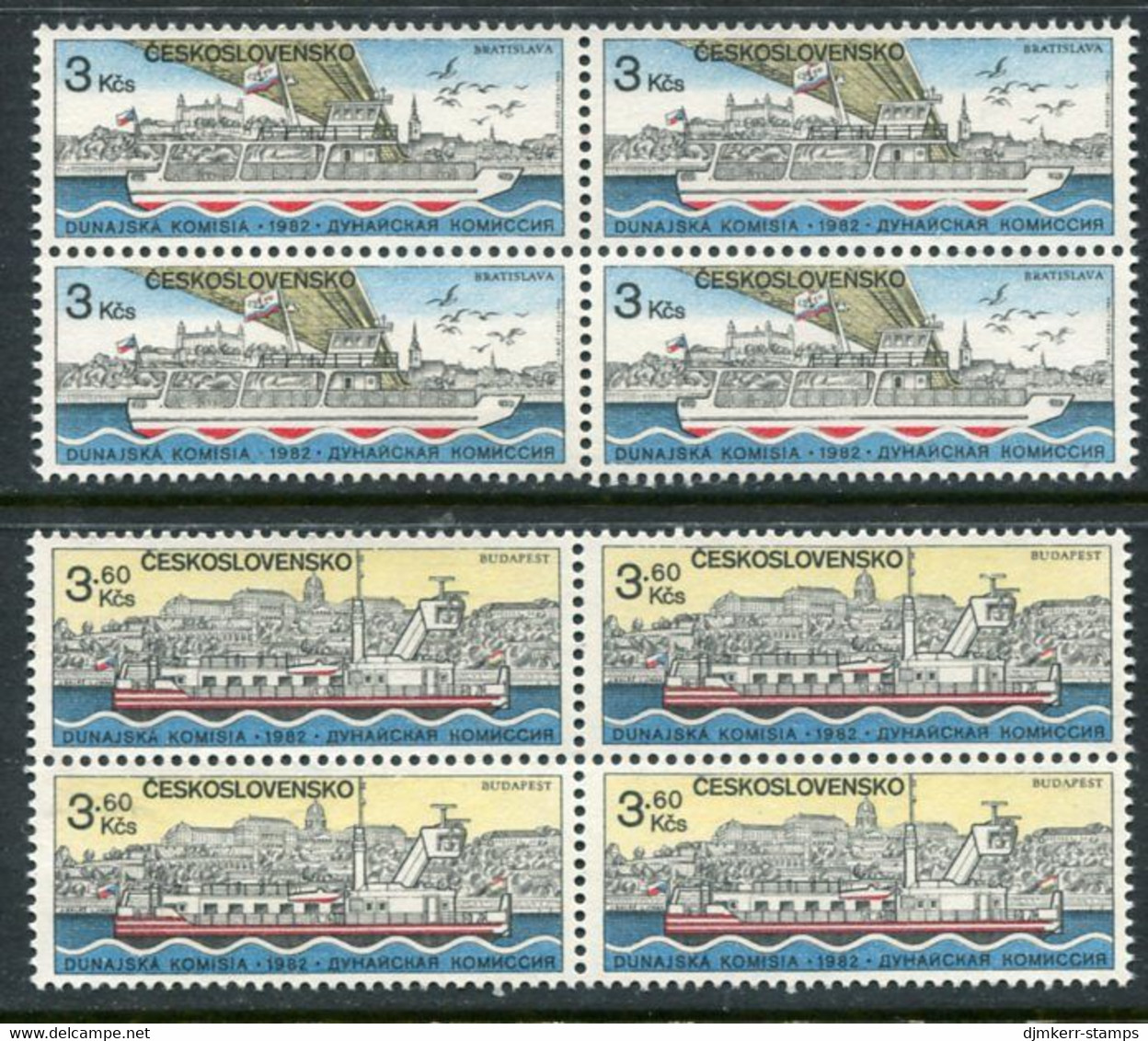 CZECHOSLOVAKIA 1982 Danube Commission Blocks Of 4 MNH / **.  Michel 2679-80 - Neufs