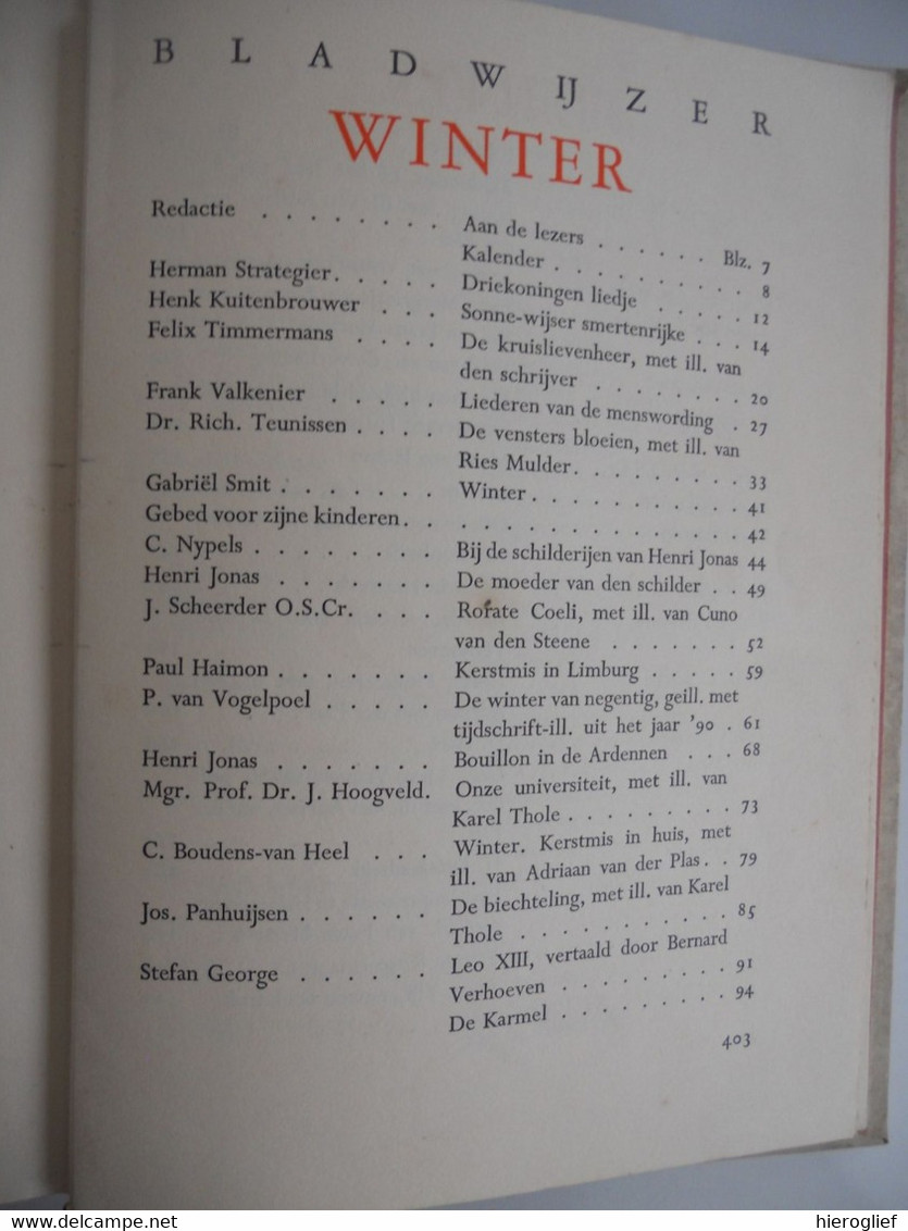 ZONNEWIJZER 1940 almanak voor het katholieke gezin felix timmermans kuyle cleerdin halmon smit valkenier teunissen