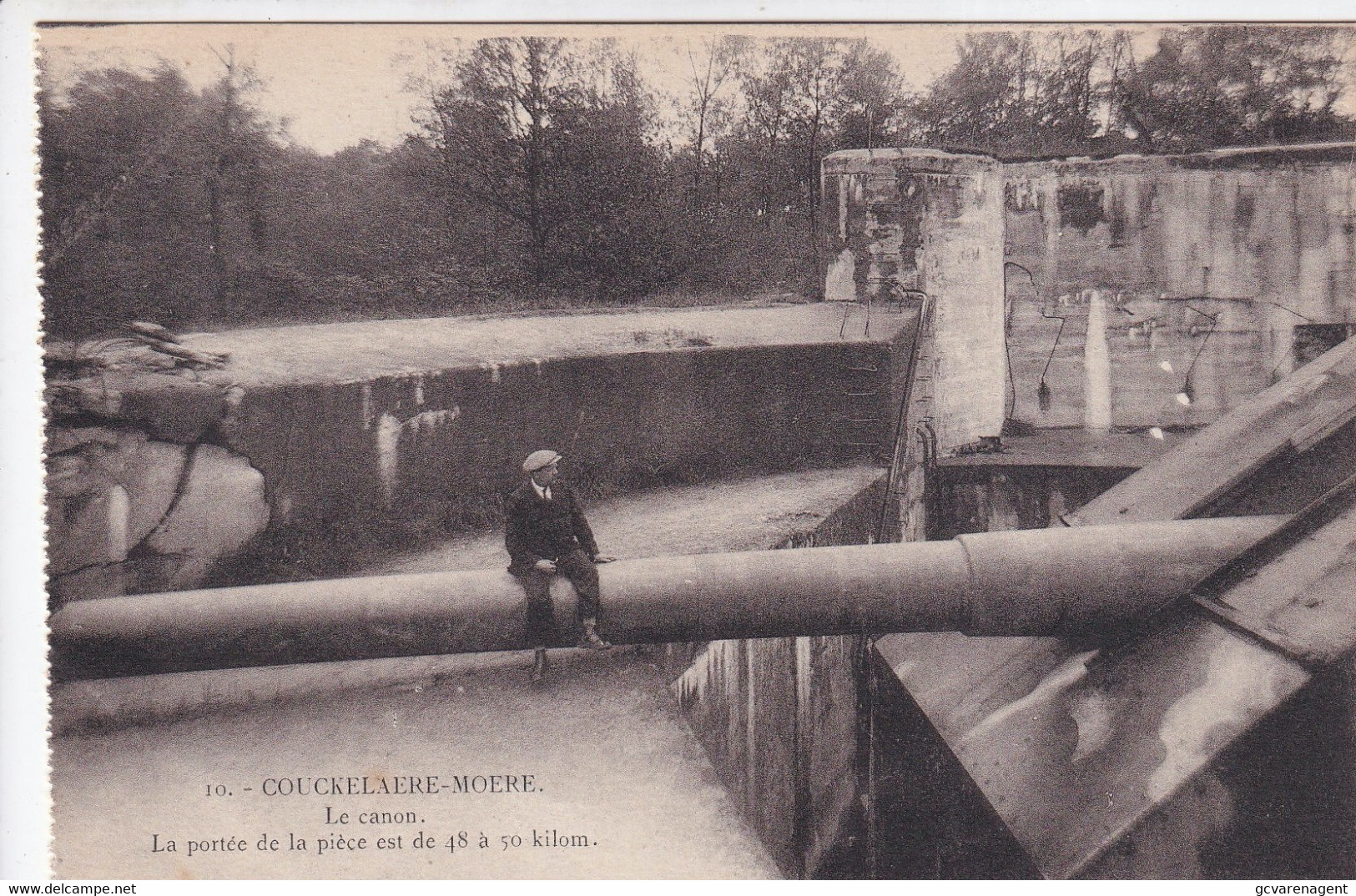 COUCKELARE MOERE    1914 - 1918 -   LE CANON  LA PORTEE DE LA PIECE EST 48 A 50 KILOMETER - Koekelare