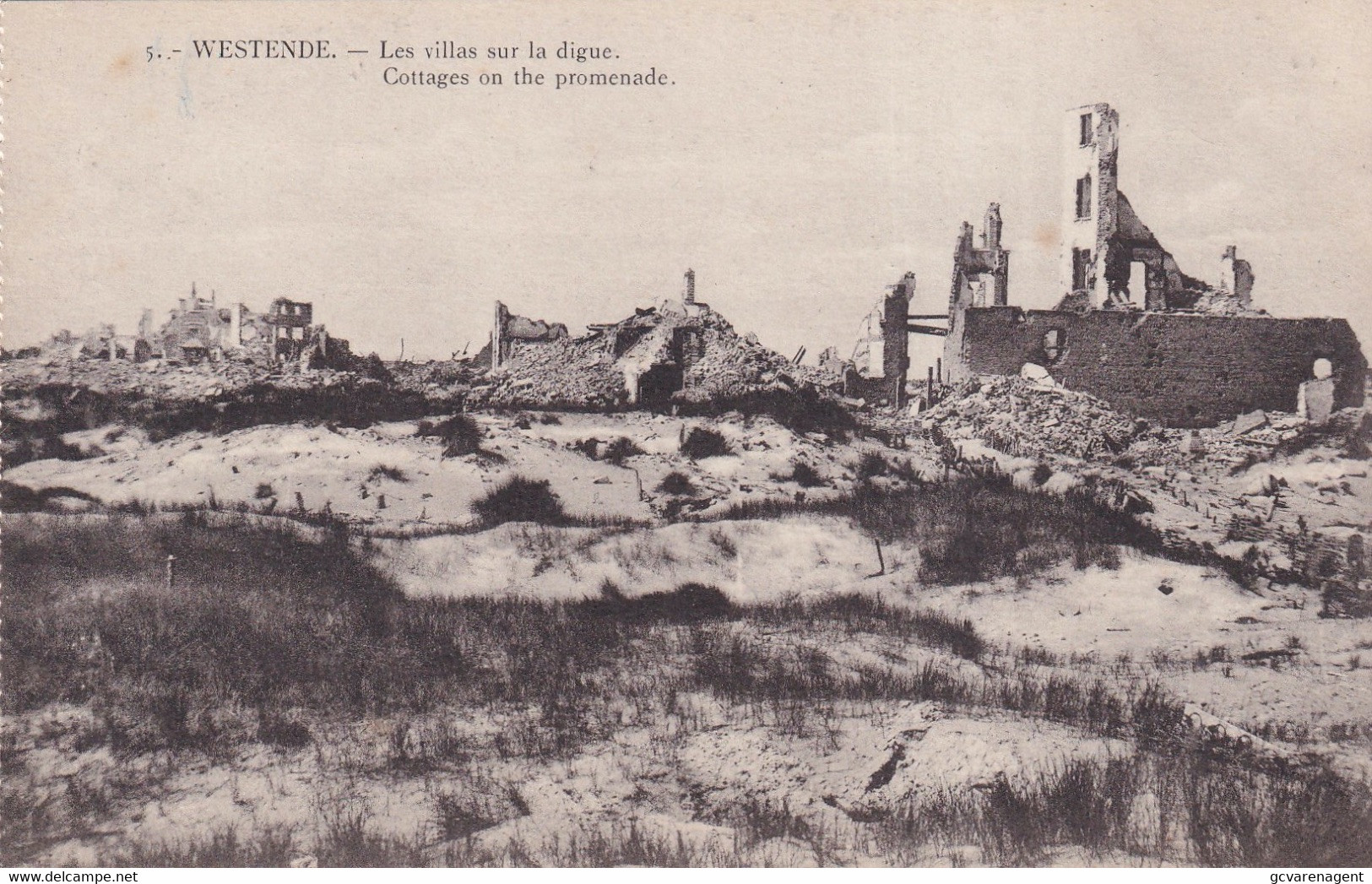 RUINES DE WESTENDE     1914 - 1918 -   LES VILLAS SUR LA DIGUE - Westende