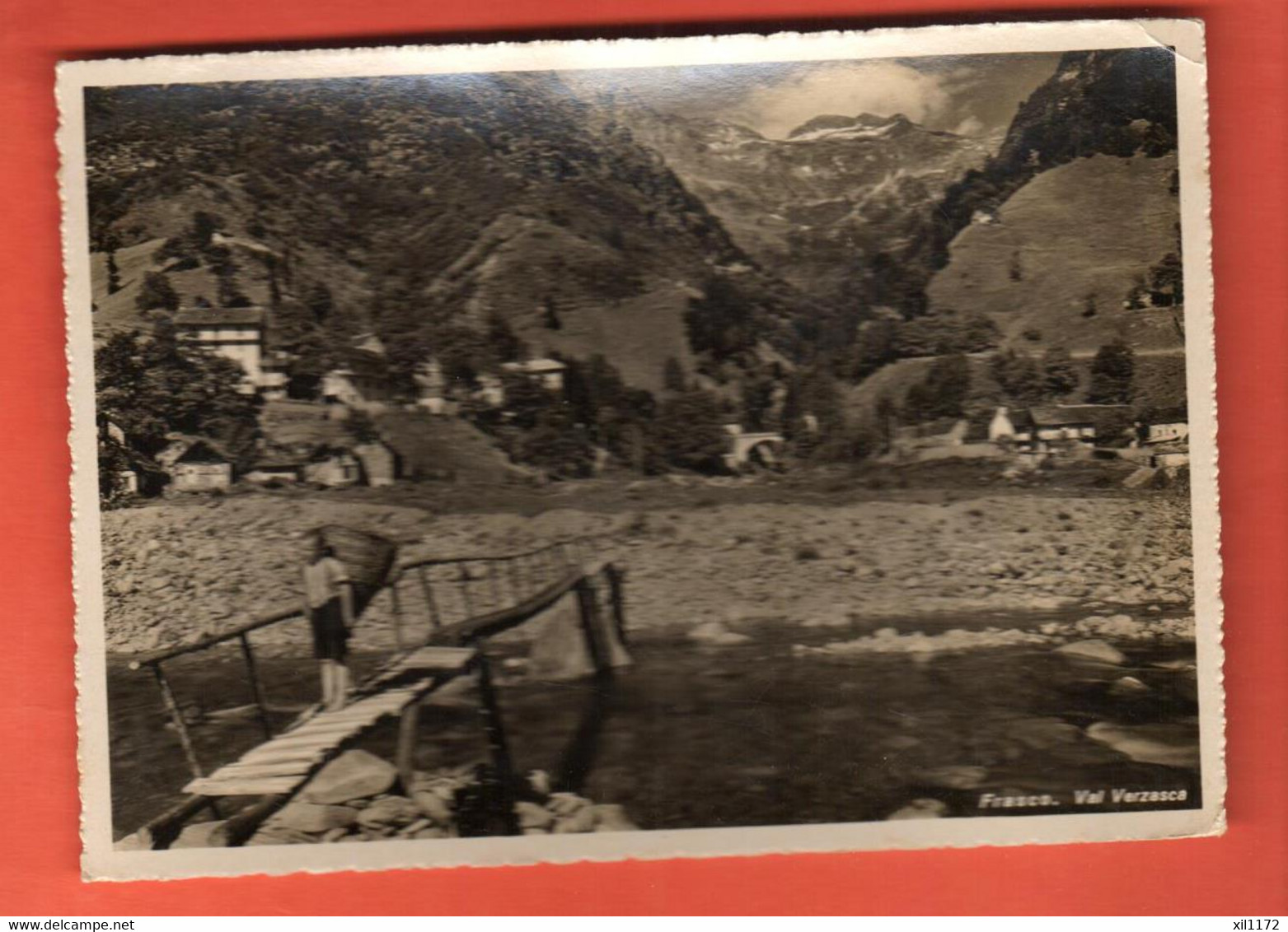 MCF-01 Frasco Val Verzasca. ANIME. Carte De L'Hotel Efra  Circulé Visa Censure DCF 1939. Steinemann 373 Grand Format - Frasco