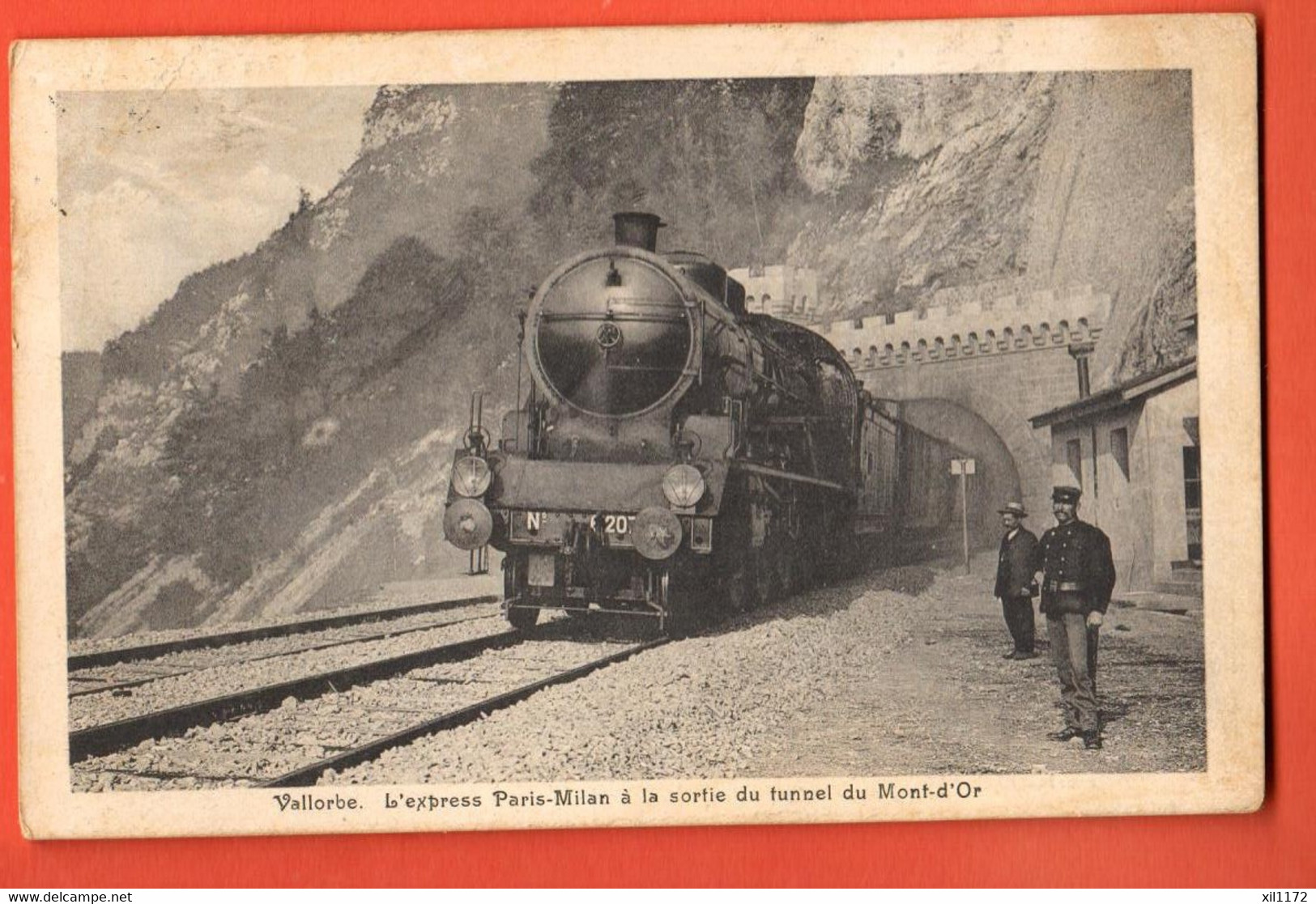 MCF-13 RARE Vallorbe Sortie Du Tunnel Du Mont-d'Or, Express Paris-Milan. Douanier Cachet Militaire 1915 Pour Rouen - Vallorbe