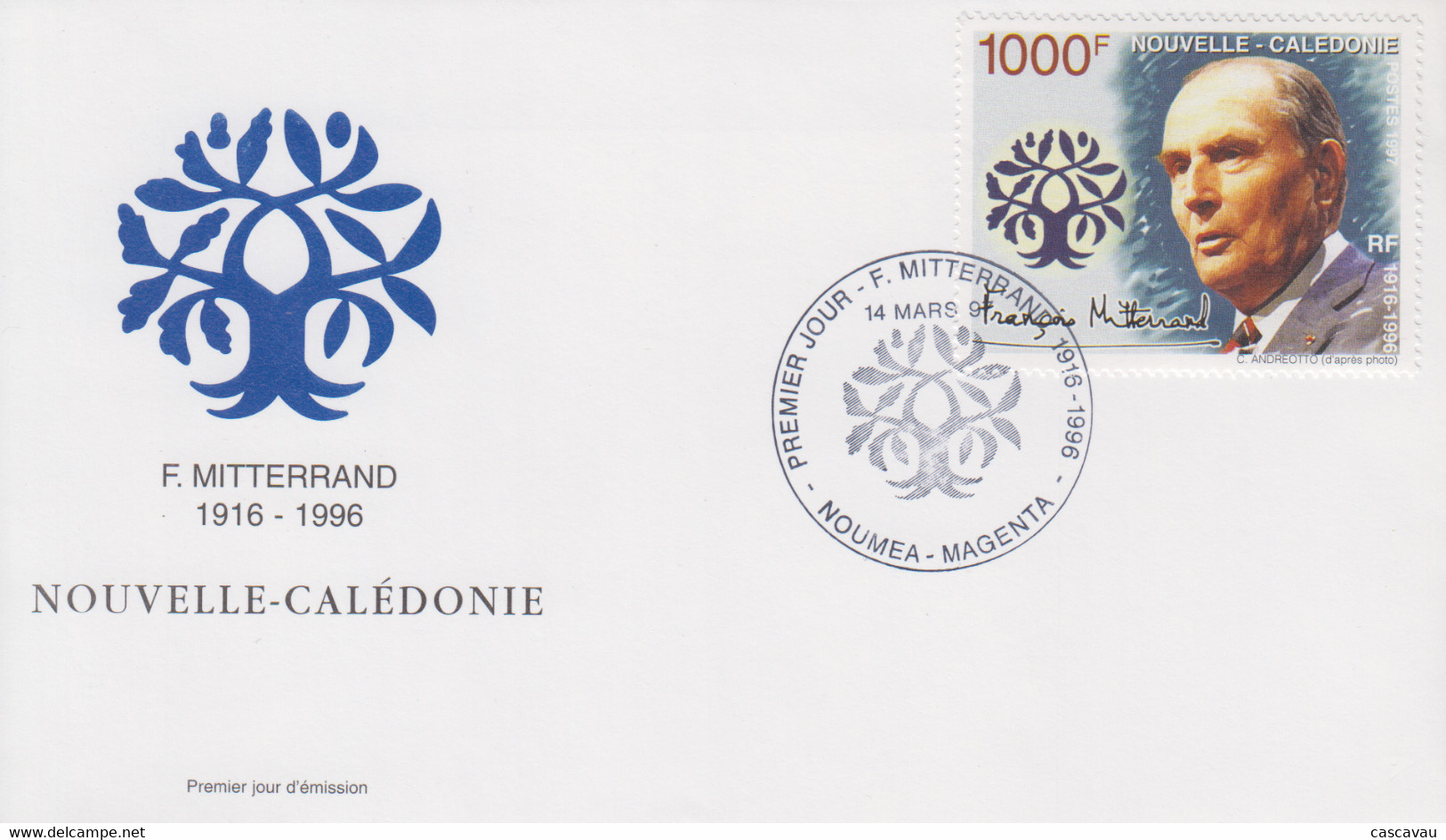Enveloppe  FDC  1er  Jour   NOUVELLE  CALEDONIE   Président   François   MITTERRAND   1997 - FDC
