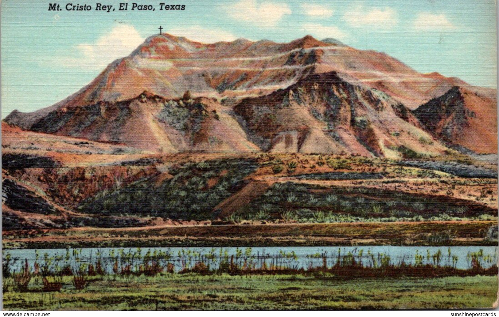 Texas El Paso Mount Cristo Rey 1941 Curteich - El Paso