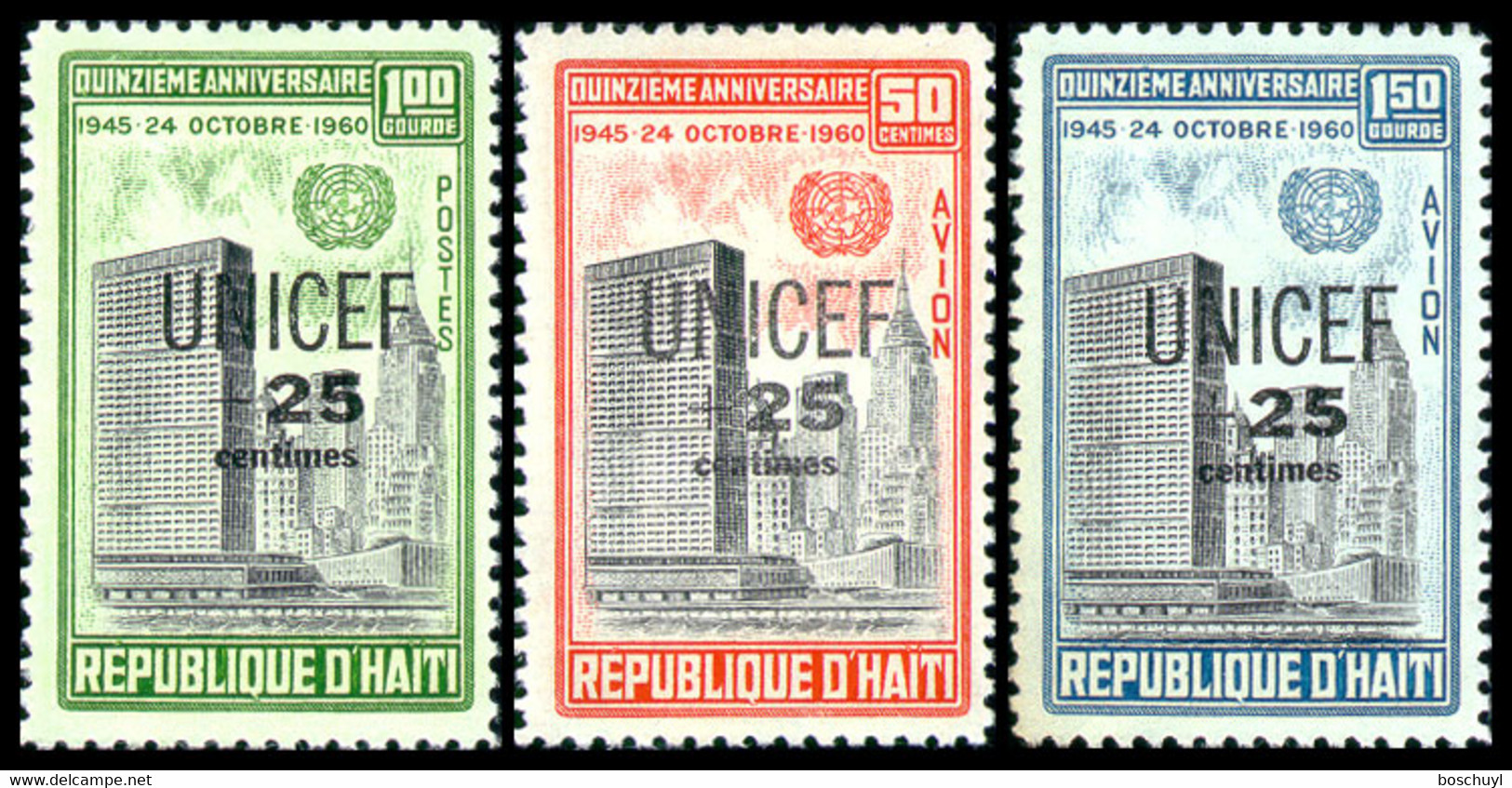 Haiti, 1961, UNICEF, United Nations, Overprinted, MNH, Michel 654-656 - Haïti