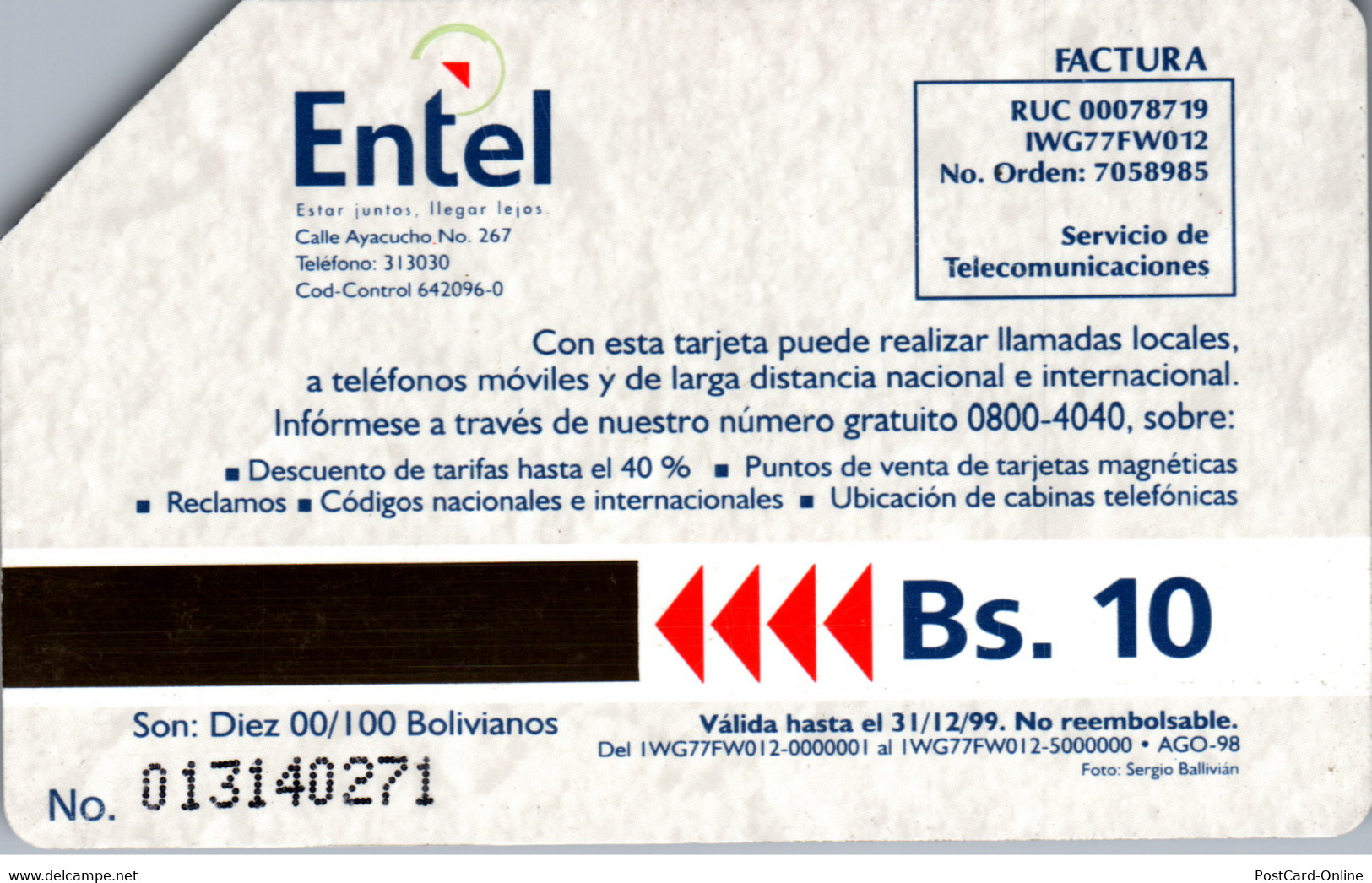 21060 - Bolivien - Iskanwaya , Entel - Bolivien